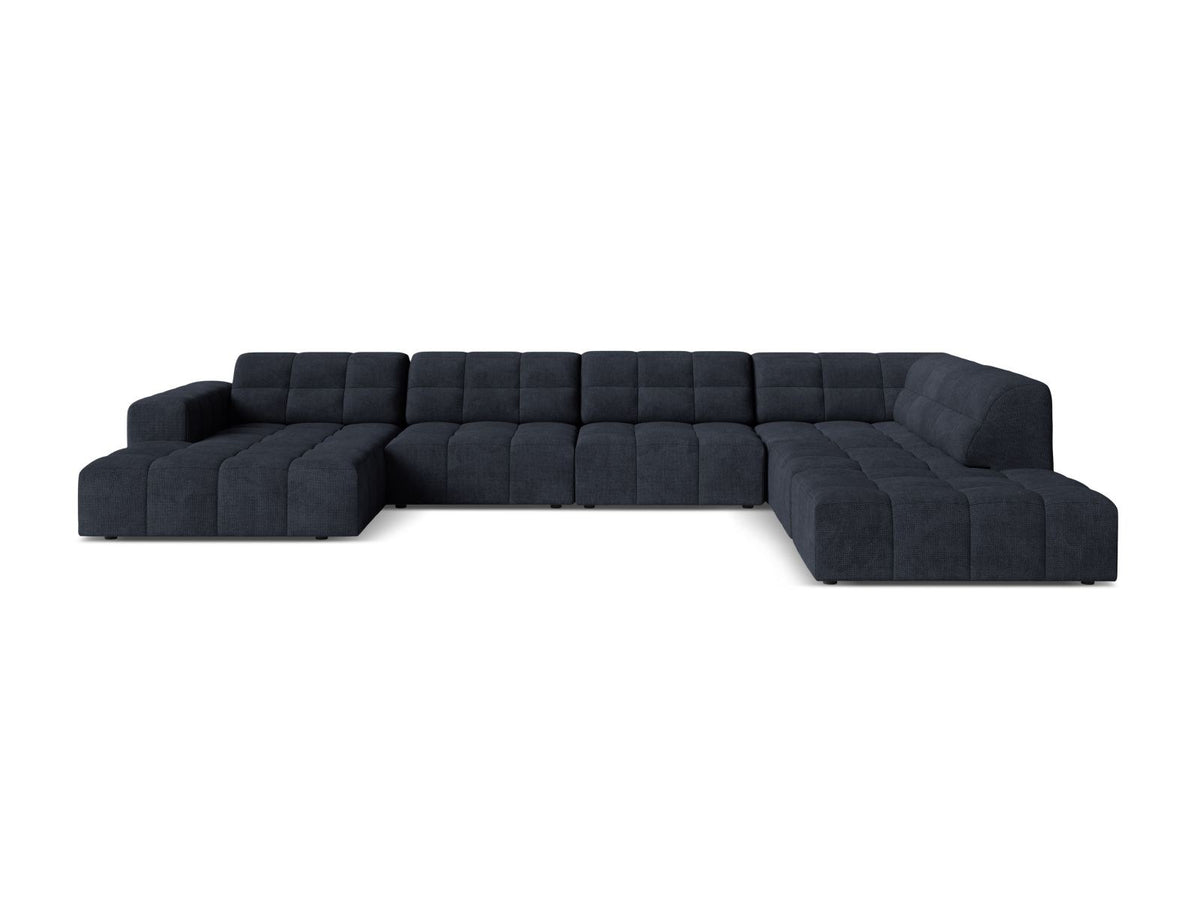 Ecksofa rechts von Cosmopolitan Design in Light Beige-Eden mit Chenille-Stoffbezug, Massivholzrahmen und schwarzen Kunststoffbeinen, Chicago-Serie.