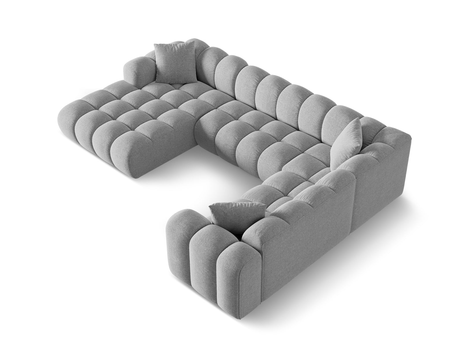 Elegantes 4-Sitzer Ecksofa rechts Panoramic Treno in modernem Grau, ideal für stilvolle Wohnräume von Cosmopolitan Design.