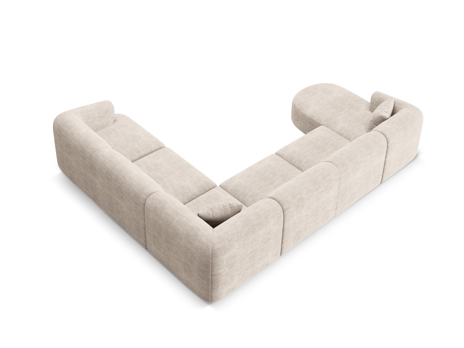 Stilvolles 7-Sitzer Ecksofa Panoramic rechts Campi in edlem Cappuccino-Lincoln D, perfekt für gesellige Abende und zeitgemäße Einrichtung.