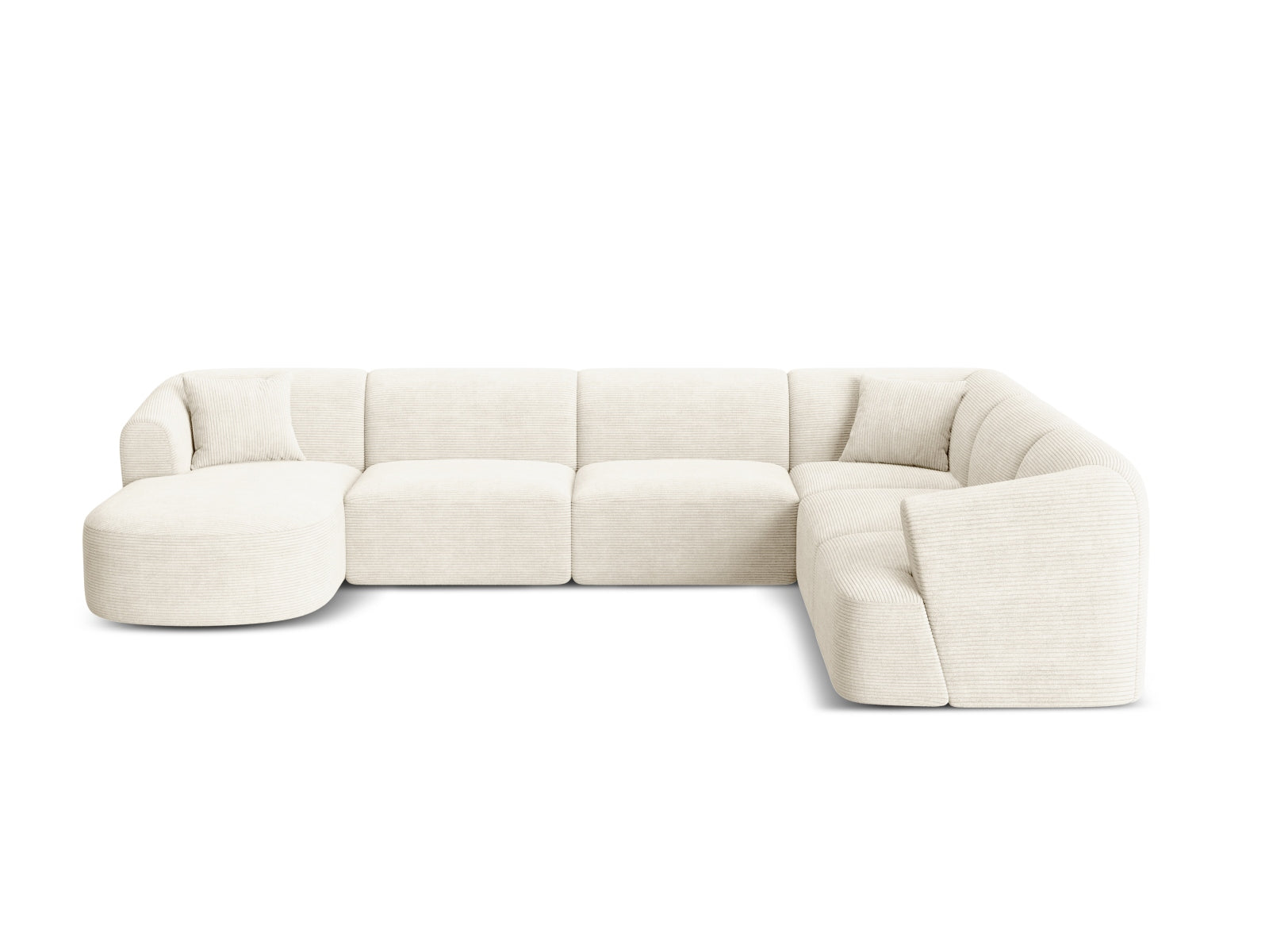 7-Sitzer Modular Ecksofa Panoramic rechts Campi in Ivory-Lincoln D präsentiert im Onlineshop von KAQTU Design AG. Ecksofa rechts ist von Cosmopolitan Design