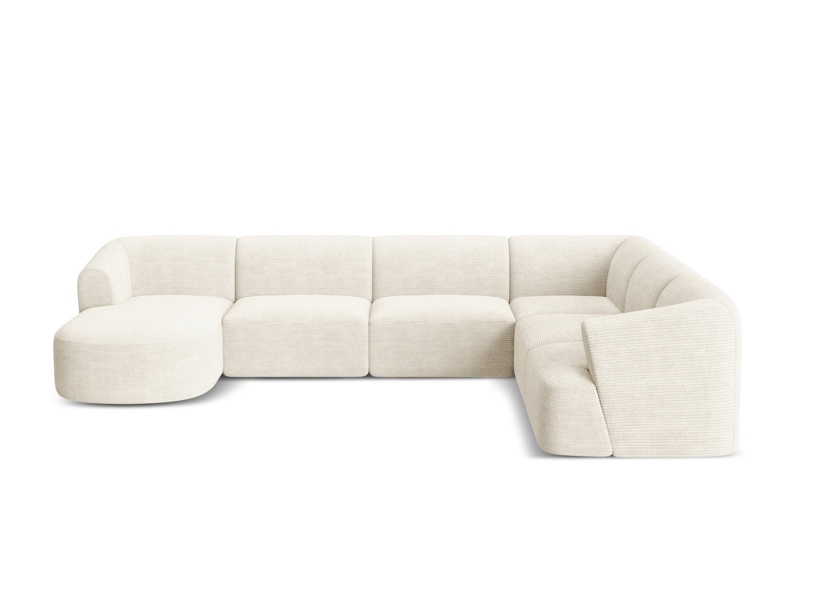 Elegantes 7-Sitzer Ecksofa Panoramic rechts Campi in Ivory-Lincoln D, ideal für stilvolle Wohnräume und gesellige Abende.