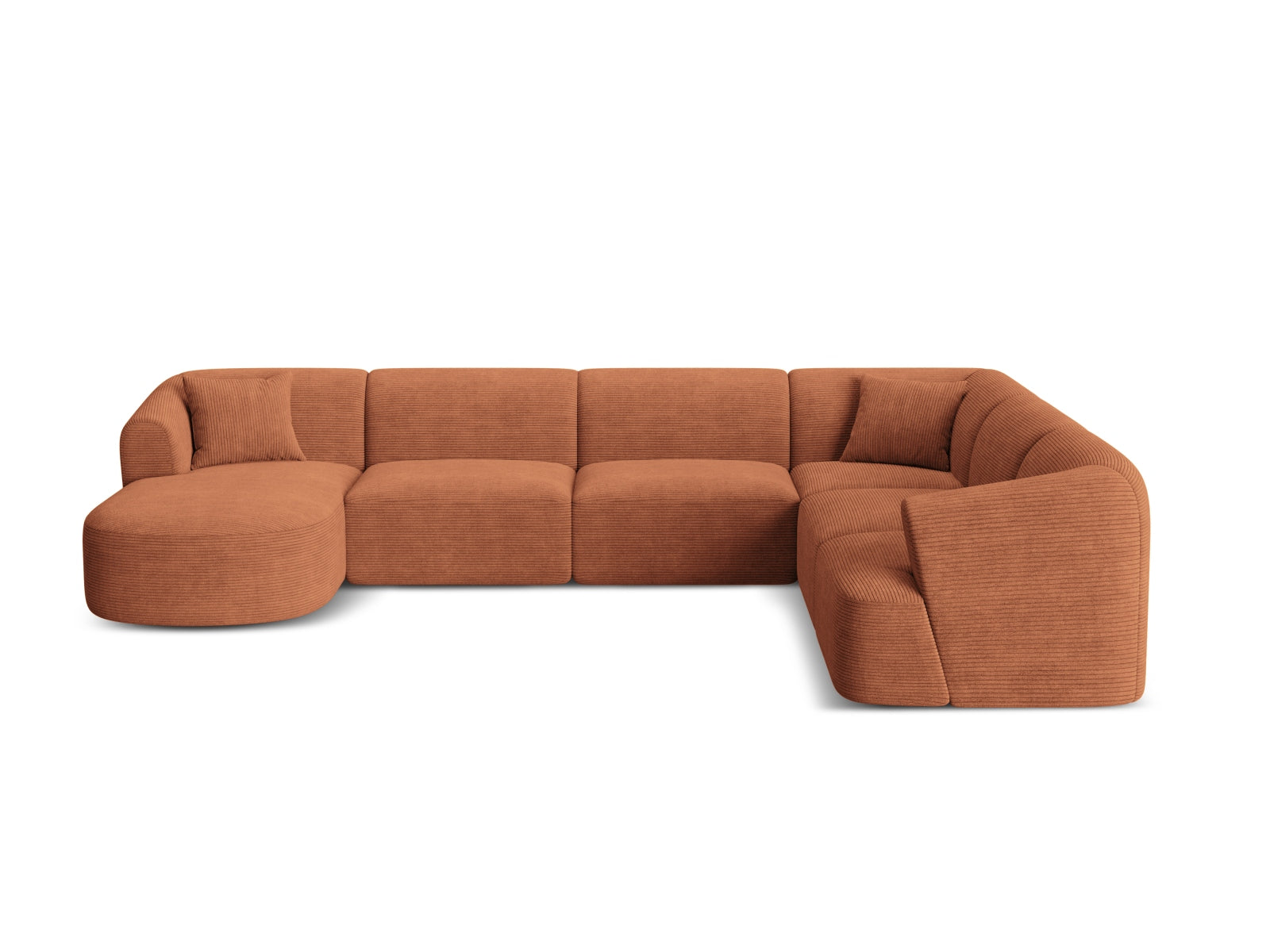 7-Sitzer Modular Ecksofa Panoramic rechts Campi in Terracotta-Lincoln D präsentiert im Onlineshop von KAQTU Design AG. Ecksofa rechts ist von Cosmopolitan Design
