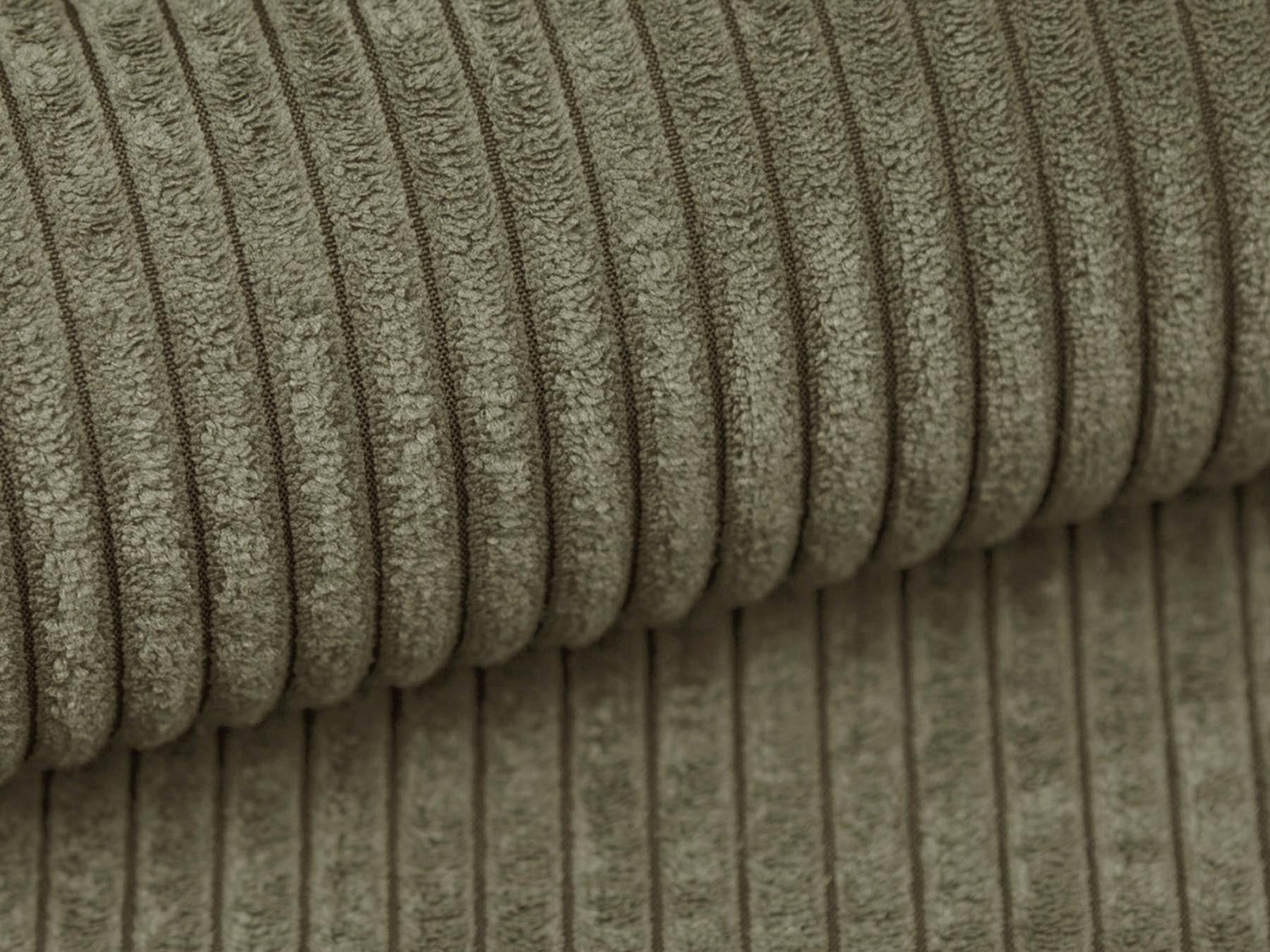 Elegantes 7-Sitzer Ecksofa Panoramic rechts Campi in luxuriösem Moss Green-Lincoln D, ideal für gemütliche Abende und gesellige Runden.