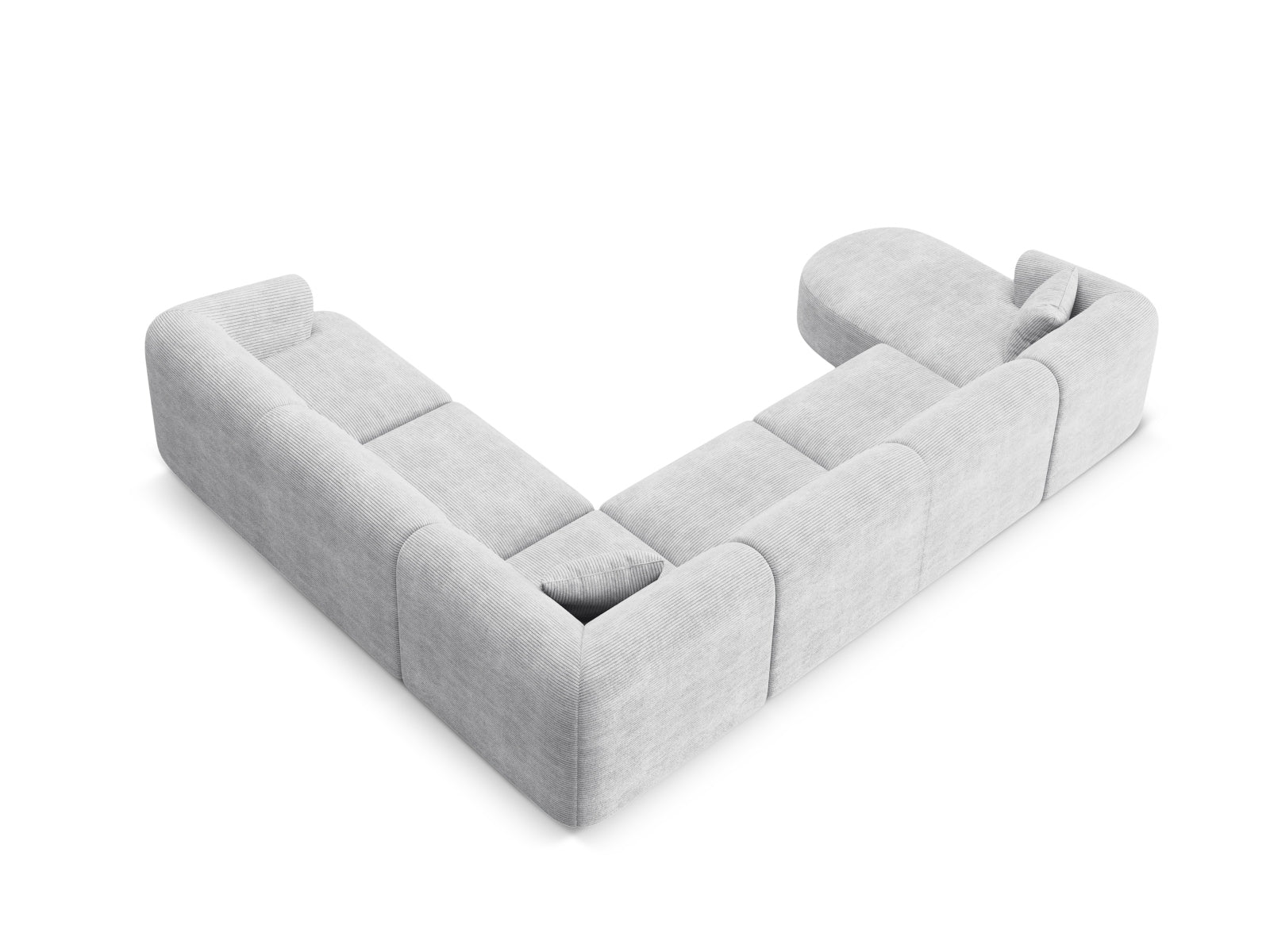 Stilvolles 7-Sitzer Ecksofa Panoramic rechts Campi, perfekt für großzügige Wohnlandschaften und entspannte Stunden im modernen Zuhause.