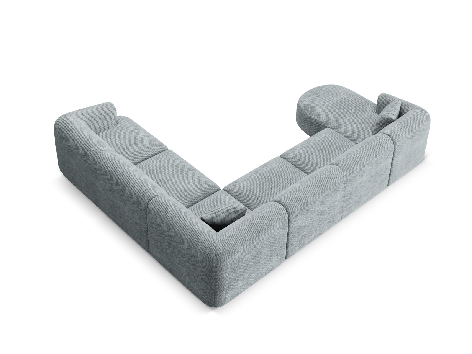 Stilvolles 7-Sitzer Ecksofa Panoramic rechts in edlem Dunkelgrau, perfekt für gemütliche Abende und gesellige Runden.