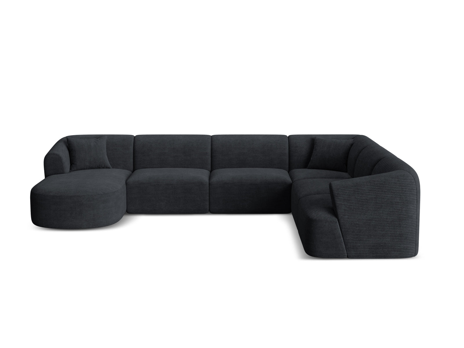 7-Sitzer Modular Ecksofa Panoramic rechts Campi in Black-Lincoln D präsentiert im Onlineshop von KAQTU Design AG. Ecksofa rechts ist von Cosmopolitan Design