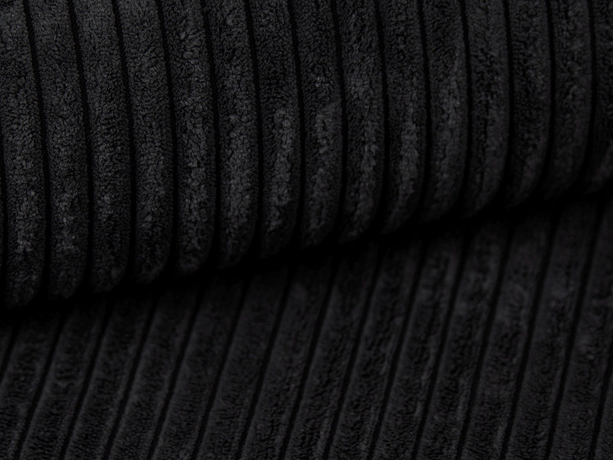 Modulares Ecksofa Campi mit Récamière rechts, Stoffbezug und schwarzen Beinen