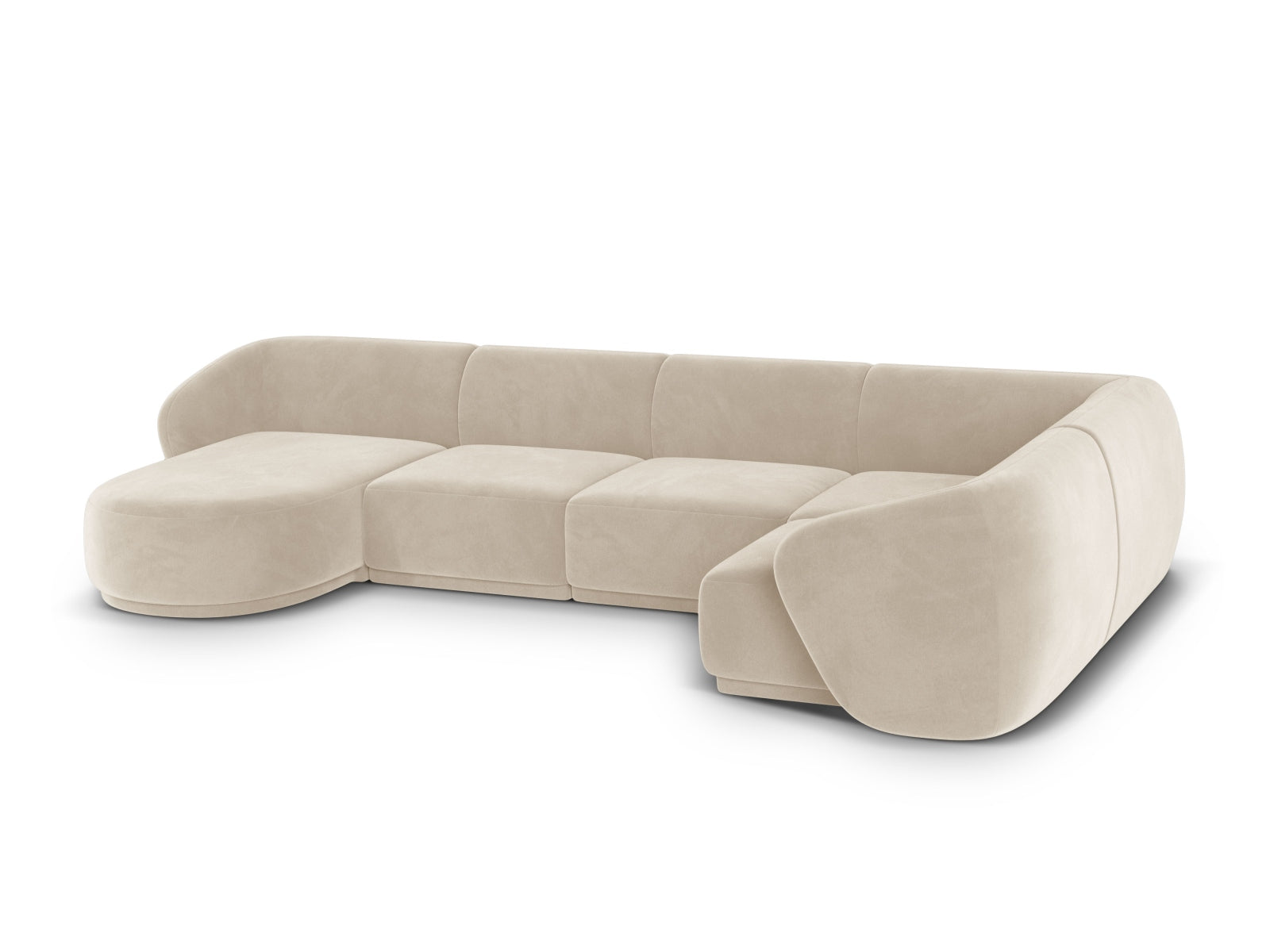 Elegantes 6-Sitzer Ecksofa Gomera in warmen Beigetönen, ideal für gesellige Abende und stilvolle Einrichtung.