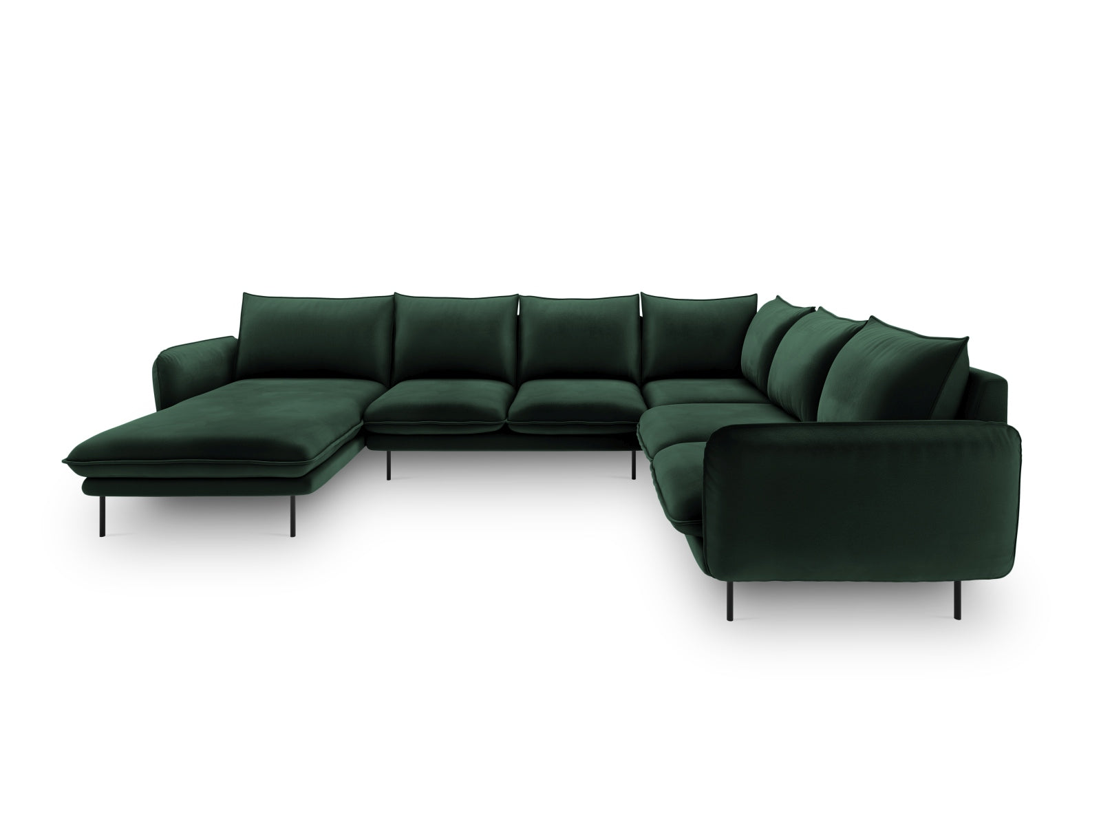 Erleben Sie das Vienna Velour Panoramic Ecksofa rechts – ein 7-Sitzer mit 235 cm, der Luxus und Gemütlichkeit in Ihr Zuhause bringt. Perfekt für gesellige Abende!