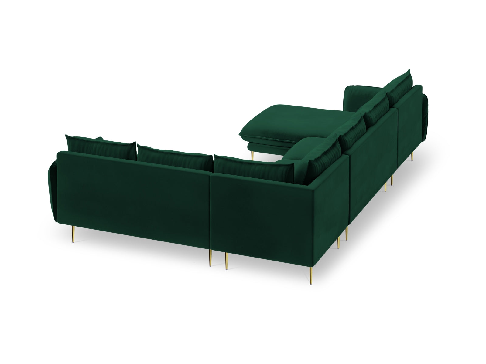 Vienna Velour Panoramic Ecksofa rechts 7 Sitzer 235cm in Bottle Green/Gold-Bluvel präsentiert im Onlineshop von KAQTU Design AG. Ecksofa rechts ist von Cosmopolitan Design