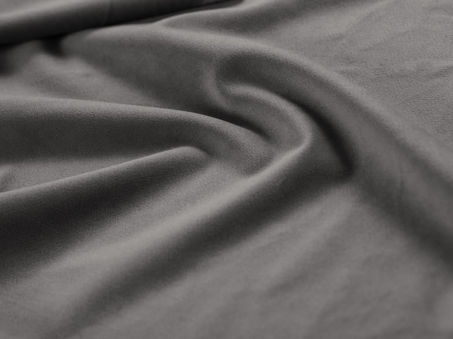 Modernes 7-Sitzer Ecksofa in hellem Grau mit weichem Velourstoff und goldenen Details, perfekt für ein elegantes Wohnambiente.