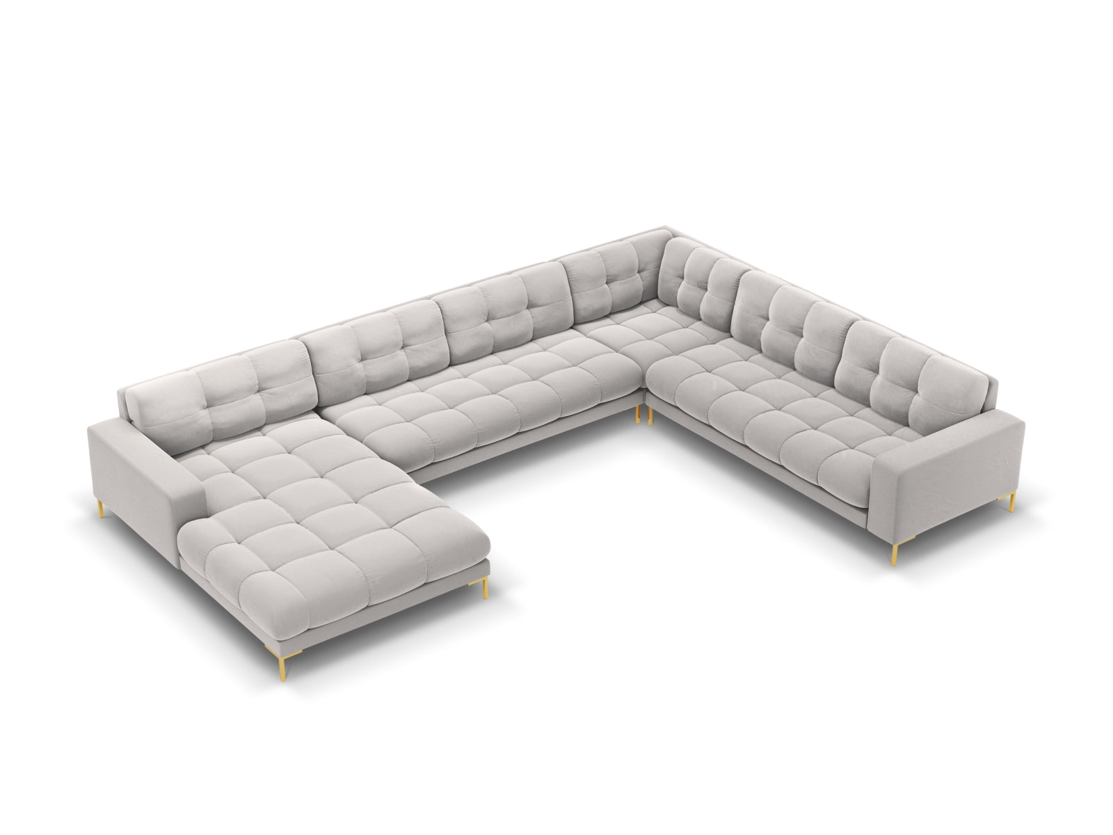 7-Sitzer Panoramic Ecksofa rechts Bali in Silver-Bluvel präsentiert im Onlineshop von KAQTU Design AG. Ecksofa rechts ist von Cosmopolitan Design