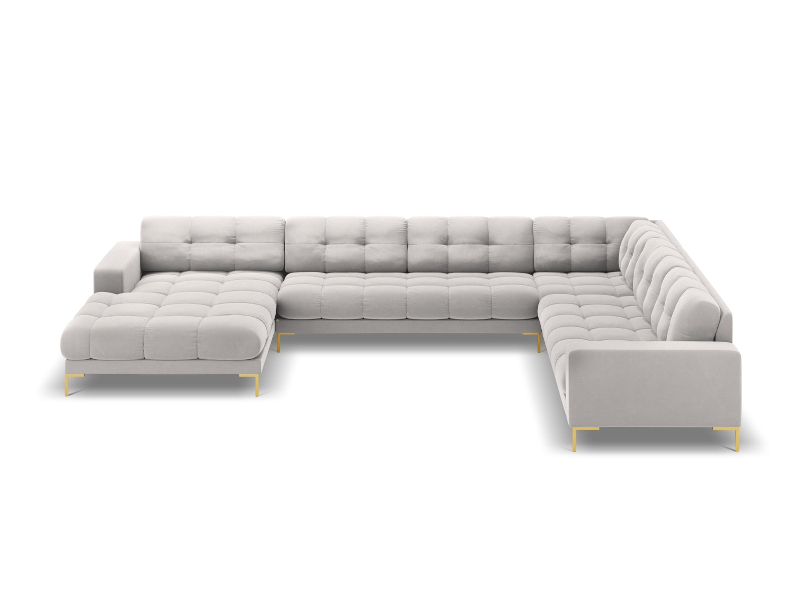 7-Sitzer Panoramic Ecksofa rechts Bali in Silver-Bluvel präsentiert im Onlineshop von KAQTU Design AG. Ecksofa rechts ist von Cosmopolitan Design