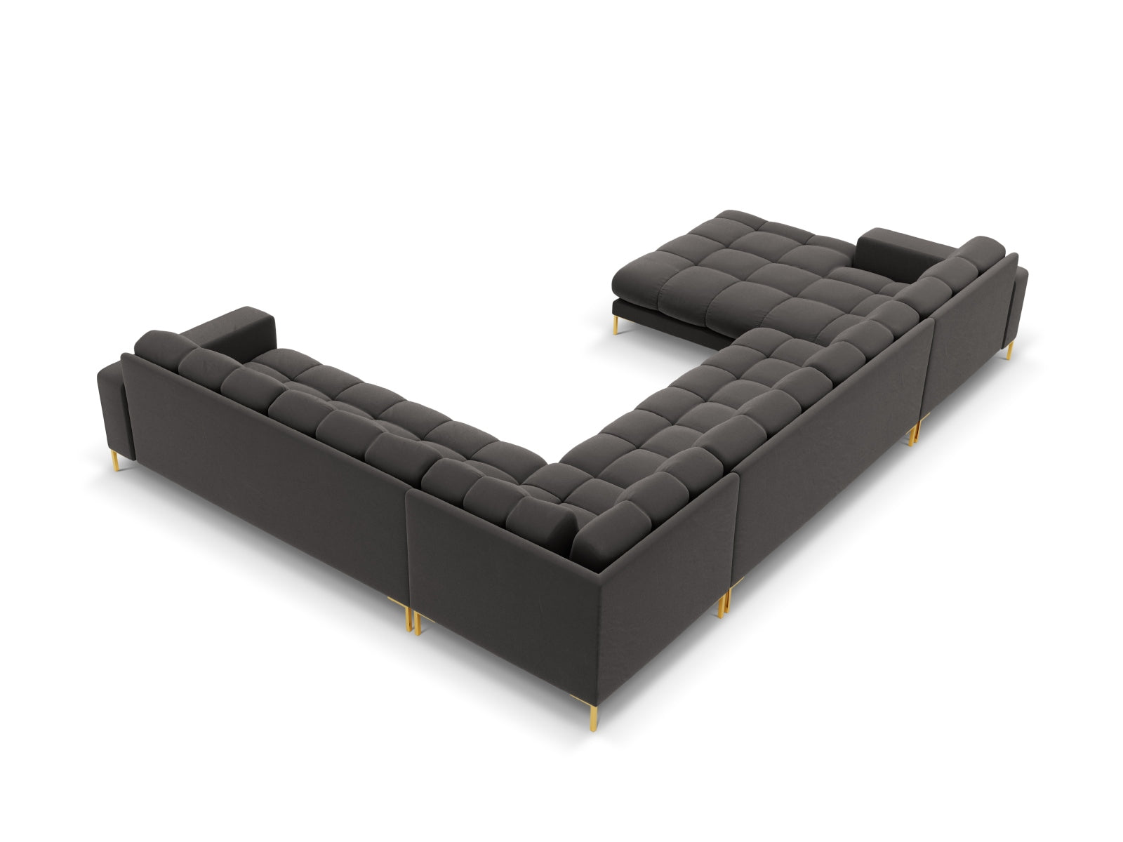 7-Sitzer Panoramic Ecksofa rechts Bali in Dark Grey-Bluvel präsentiert im Onlineshop von KAQTU Design AG. Ecksofa rechts ist von Cosmopolitan Design