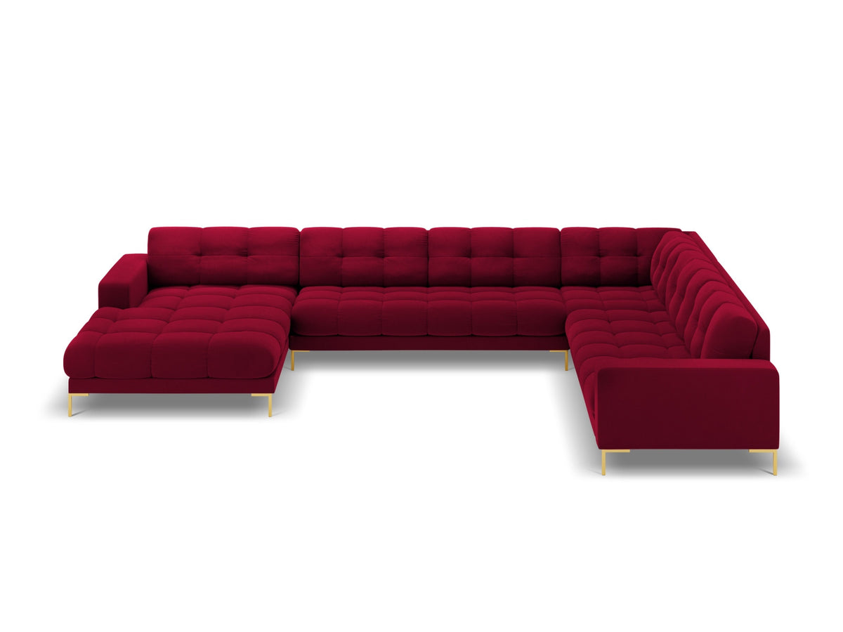 7-Sitzer Panoramic Ecksofa rechts Bali in Red-Bluvel präsentiert im Onlineshop von KAQTU Design AG. Ecksofa rechts ist von Cosmopolitan Design