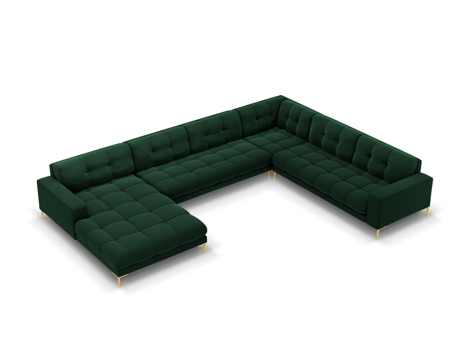 7-Sitzer Panoramic Ecksofa rechts Bali in Bottle Green-Bluvel präsentiert im Onlineshop von KAQTU Design AG. Ecksofa rechts ist von Cosmopolitan Design