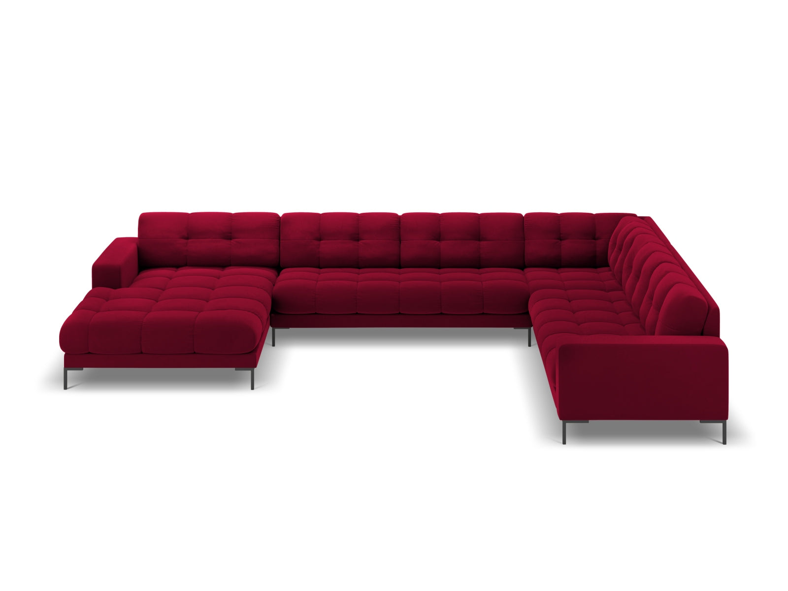 7-Sitzer Panoramic Ecksofa rechts Bali in Red-Bluvel präsentiert im Onlineshop von KAQTU Design AG. Ecksofa rechts ist von Cosmopolitan Design