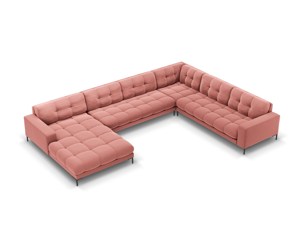7-Sitzer Panoramic Ecksofa rechts Bali in Pink-Bluvel präsentiert im Onlineshop von KAQTU Design AG. Ecksofa rechts ist von Cosmopolitan Design