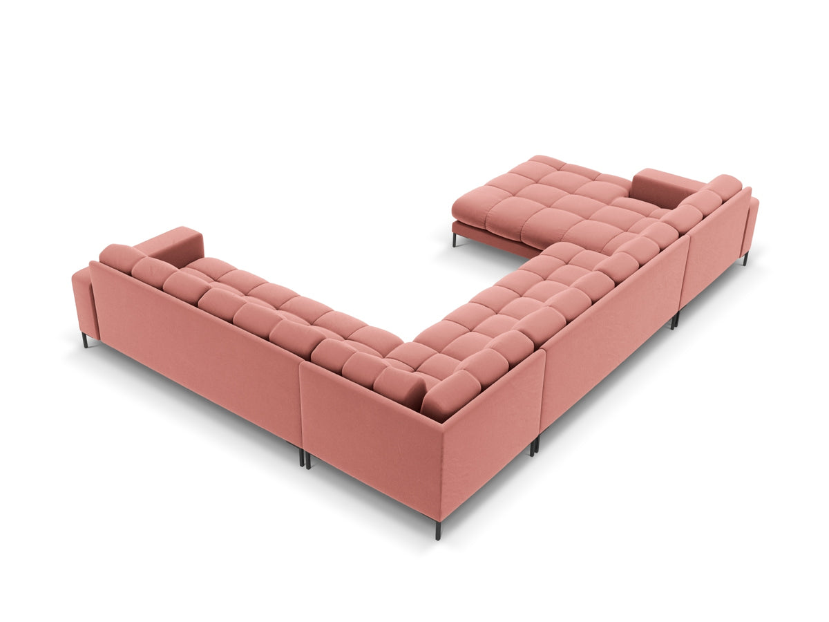 7-Sitzer Panoramic Ecksofa rechts Bali in Pink-Bluvel präsentiert im Onlineshop von KAQTU Design AG. Ecksofa rechts ist von Cosmopolitan Design
