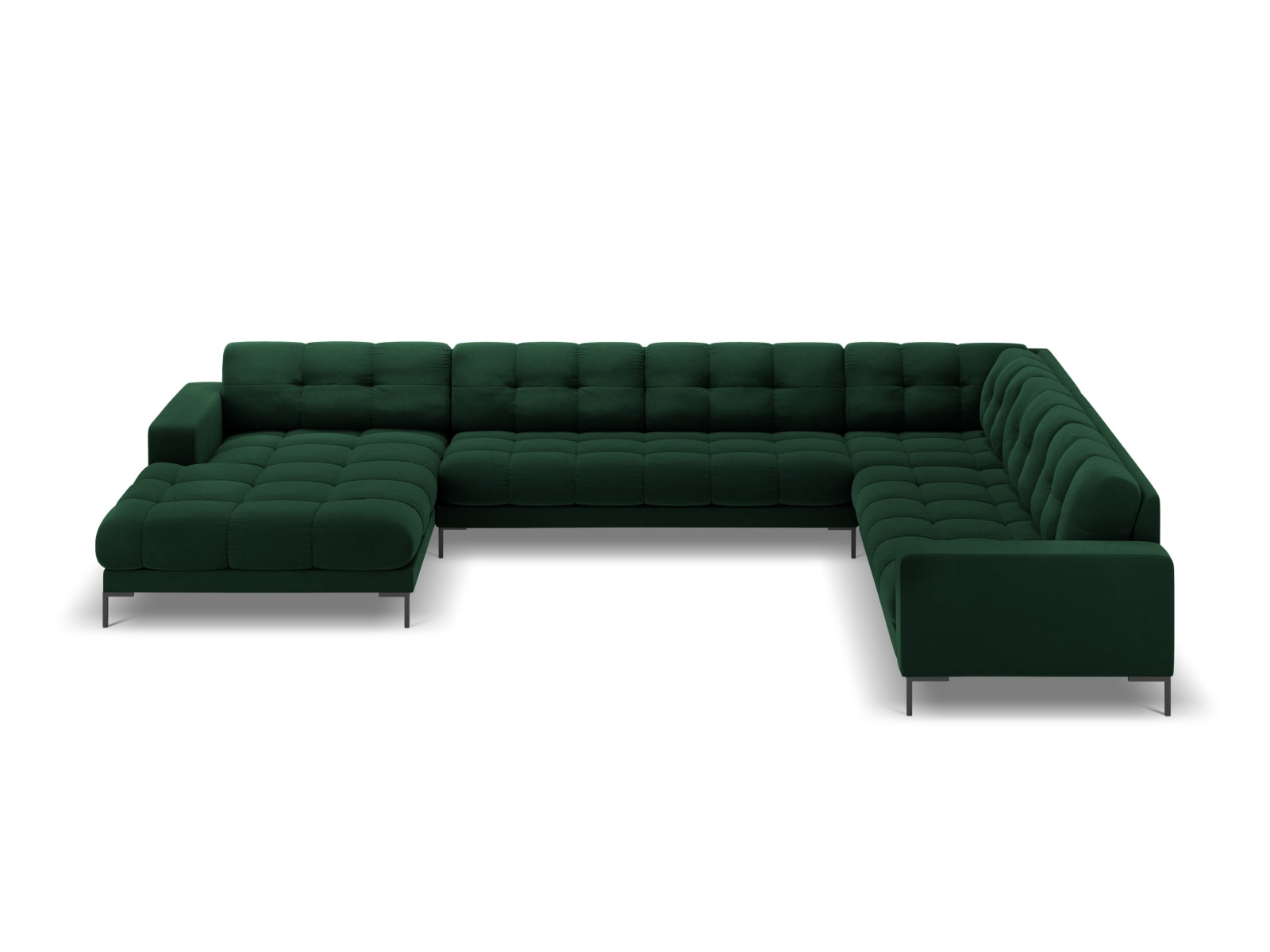 7-Sitzer Panoramic Ecksofa rechts Bali in Bottle Green-Bluvel präsentiert im Onlineshop von KAQTU Design AG. Ecksofa rechts ist von Cosmopolitan Design