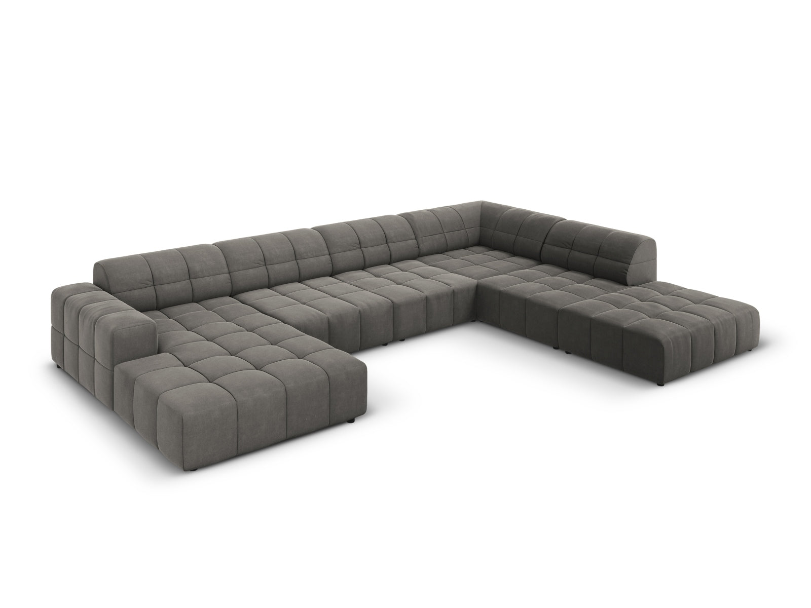 Erleben Sie das Chicago Velour Panoramic Ecksofa rechts 7 Sitzer von Cosmopolitan Design – stilvoll, komfortabel und ideal für Ihr Zuhause.