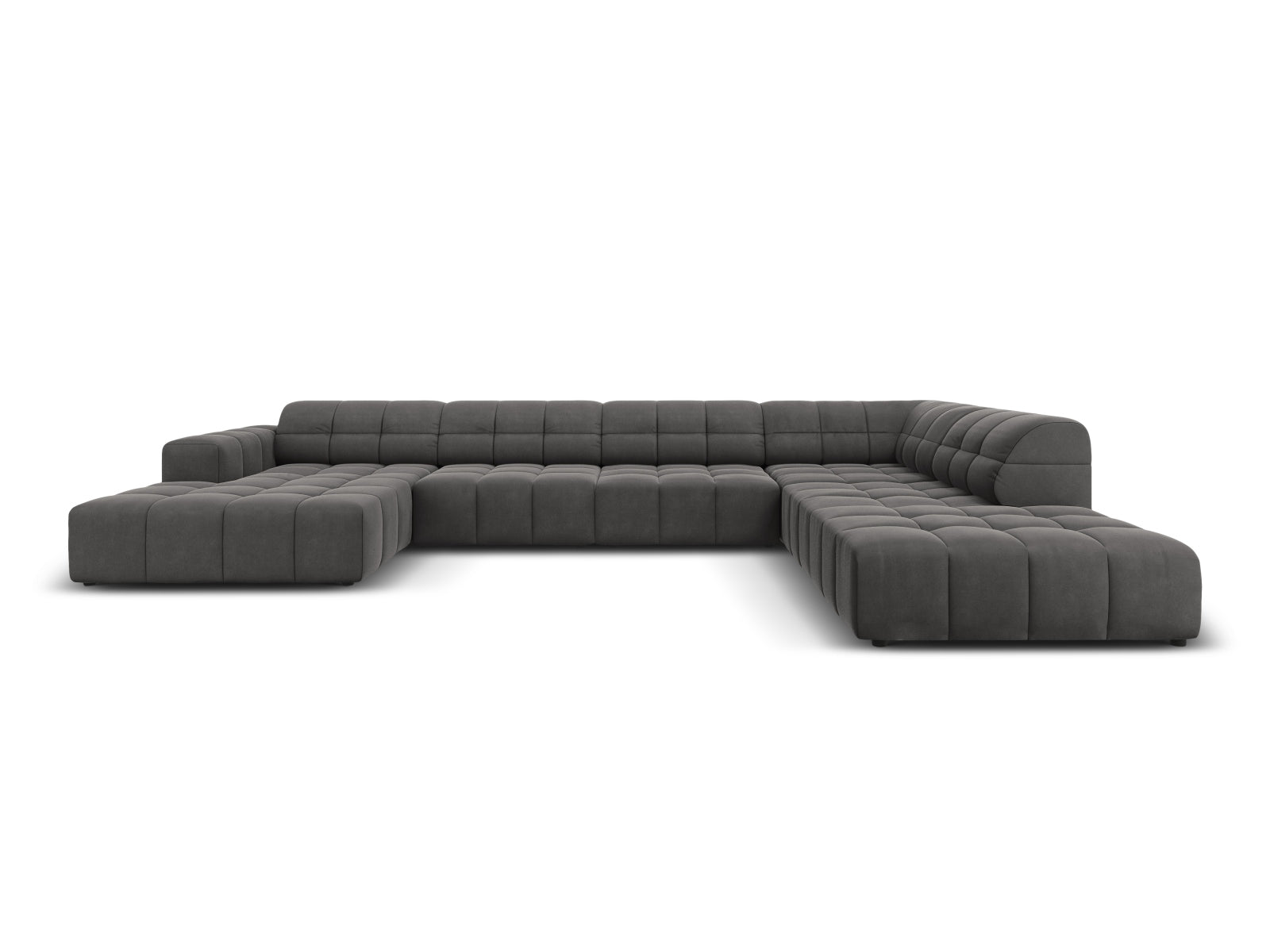 Chicago Velour Panoramic Ecksofa rechts 7 Sitzer 262cm in Grey präsentiert im Onlineshop von KAQTU Design AG. Ecksofa rechts ist von Cosmopolitan Design
