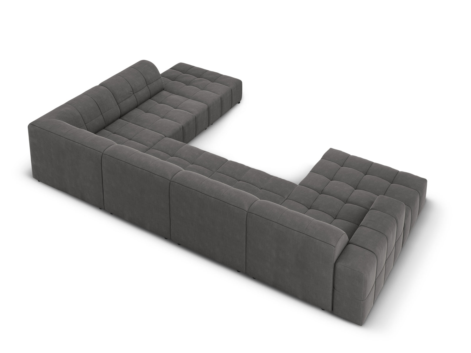 Entdecken Sie das Chicago Velour Panoramic Ecksofa rechts 7 Sitzer von Cosmopolitan Design – luxuriös, geräumig und perfekt für Ihr modernes Wohnzimmer.