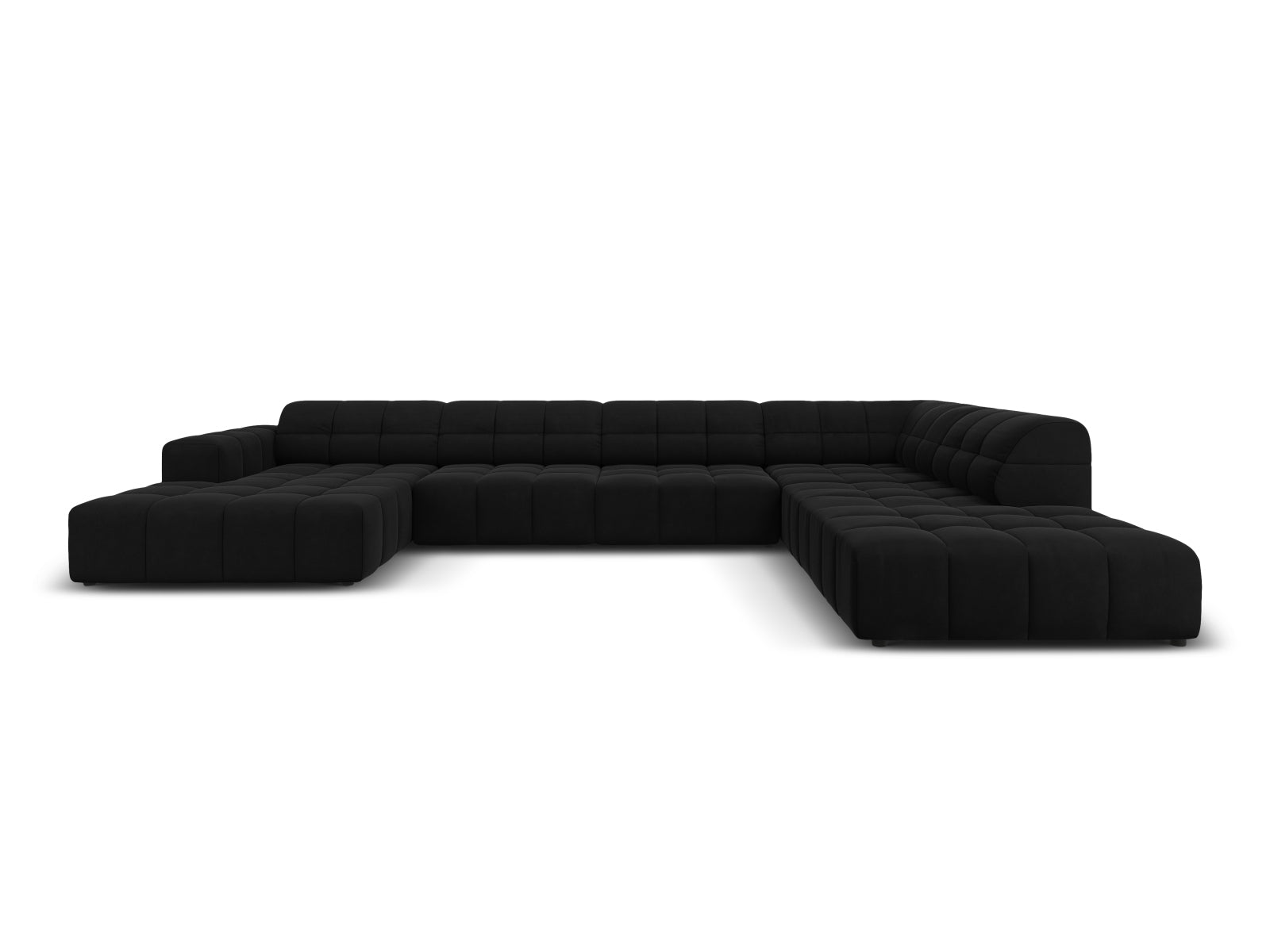 Chicago Velour Panoramic Ecksofa rechts 7 Sitzer 262cm in Black-Bluvel präsentiert im Onlineshop von KAQTU Design AG. Ecksofa rechts ist von Cosmopolitan Design