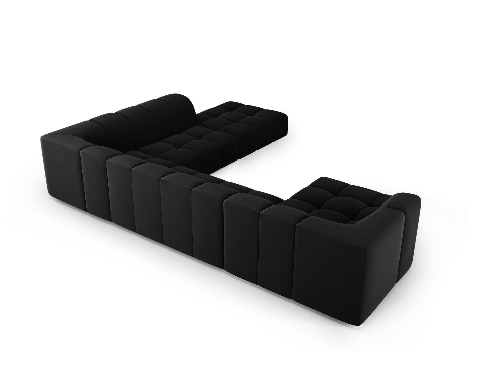 7-Sitzer Modular Ecksofa Panoramic rechts Moritz in Black-Bluvel präsentiert im Onlineshop von KAQTU Design AG. Ecksofa rechts ist von Cosmopolitan Design