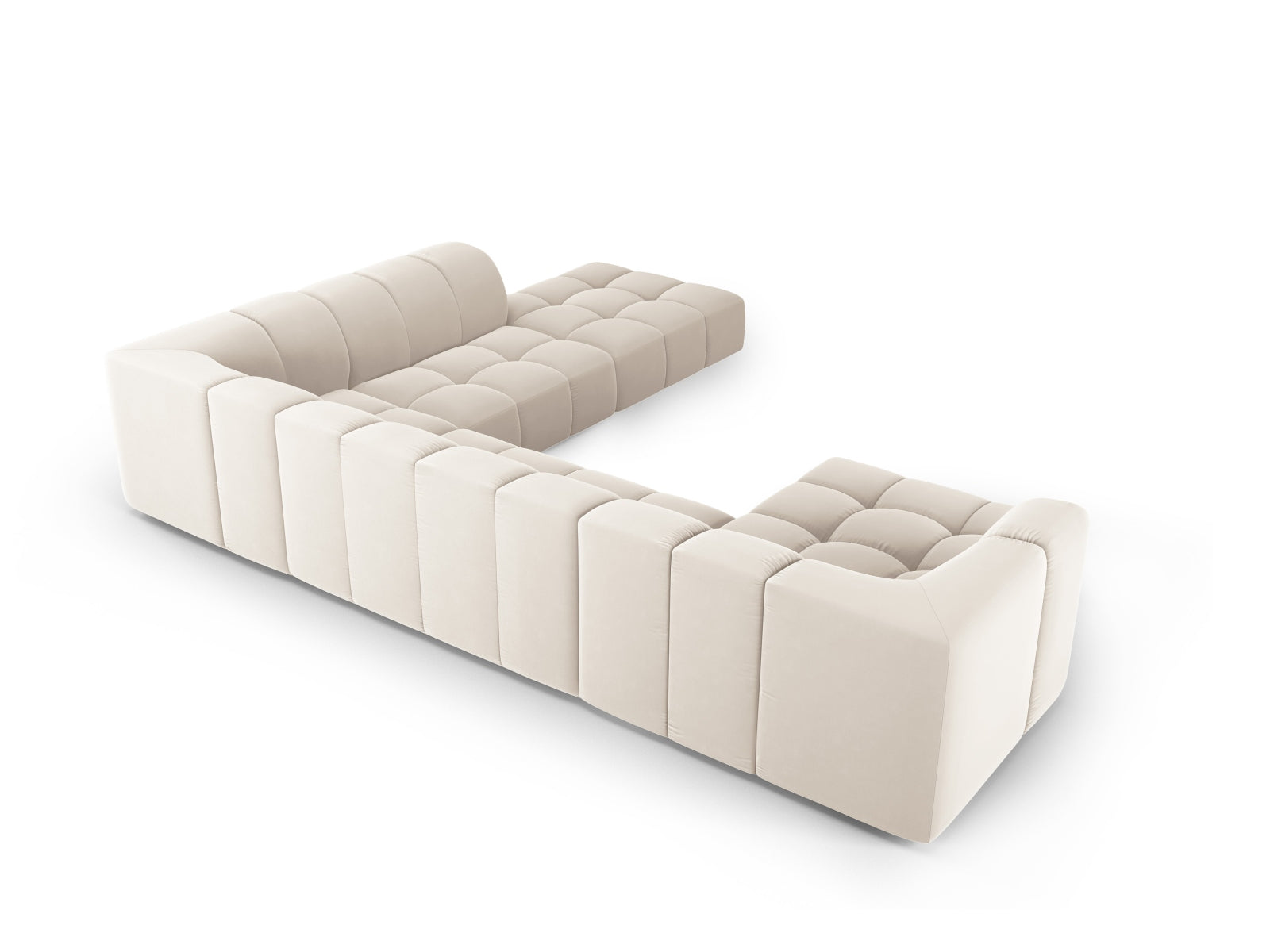 7-Sitzer Modular Ecksofa Panoramic rechts Moritz in Light Beige-Bluvel präsentiert im Onlineshop von KAQTU Design AG. Ecksofa rechts ist von Cosmopolitan Design