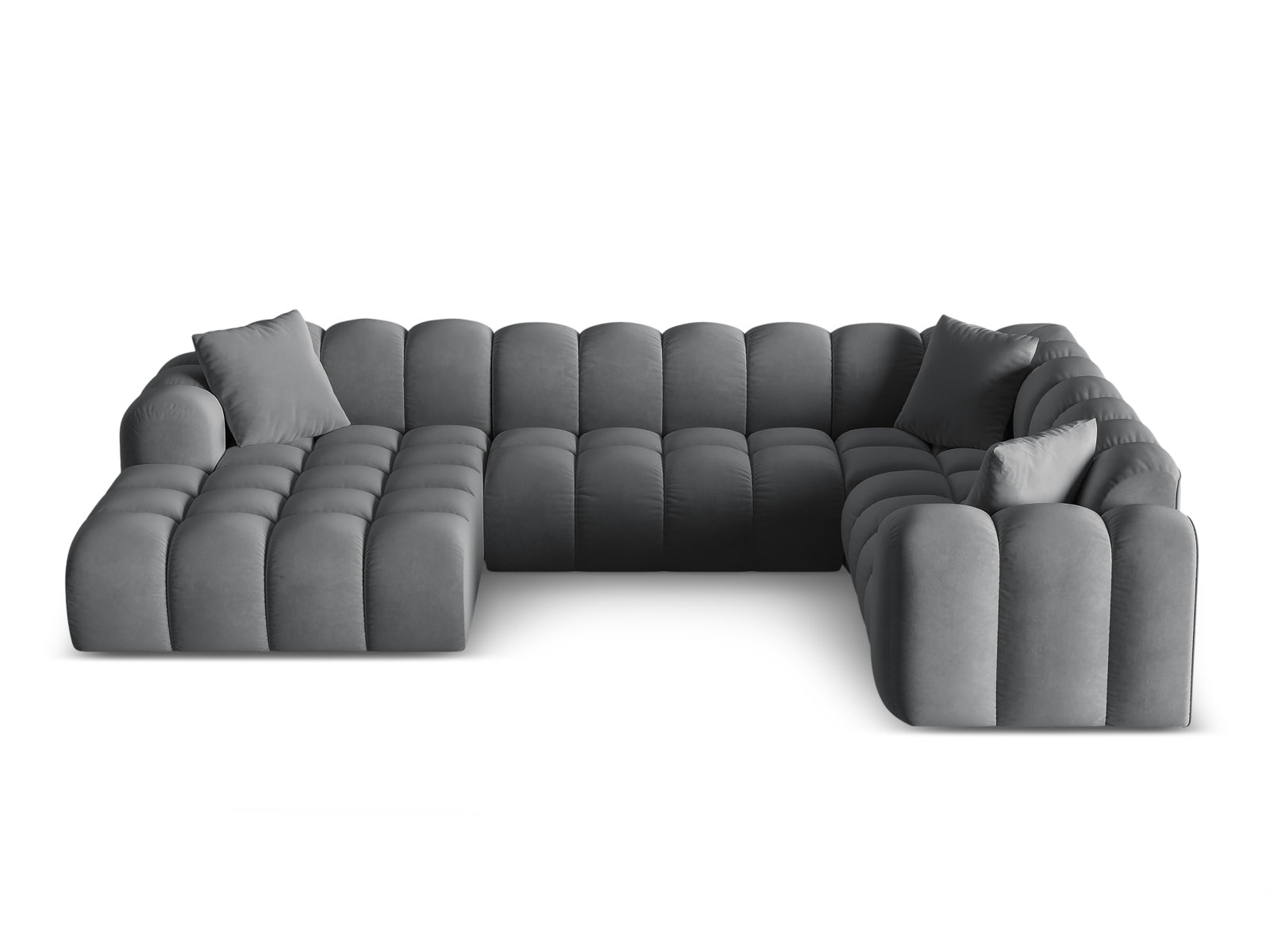 4-Sitzer Panoramic Ecksofa rechts Treno in Grey-Bluvel präsentiert im Onlineshop von KAQTU Design AG. Ecksofa rechts ist von Cosmopolitan Design