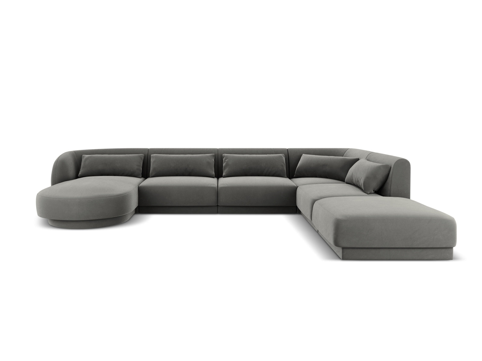 Tulum Velour Panoramic Ecksofa rechts 6 Sitzer 255cm in Light Grey präsentiert im Onlineshop von KAQTU Design AG. Ecksofa rechts ist von Cosmopolitan Design