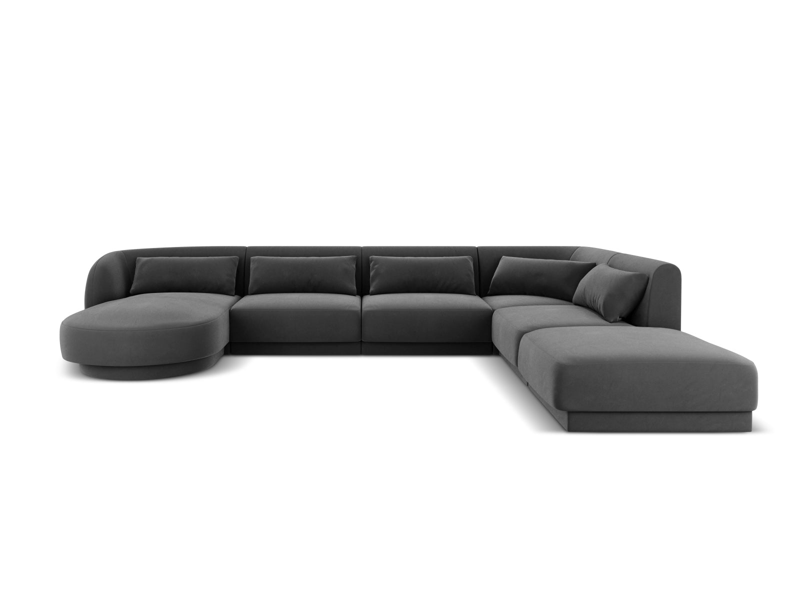 Tulum Velour Panoramic Ecksofa rechts 6 Sitzer 255cm in Grey präsentiert im Onlineshop von KAQTU Design AG. Ecksofa rechts ist von Cosmopolitan Design