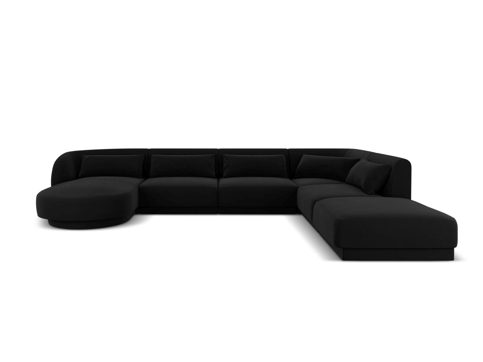 Entdecken Sie das elegante Tulum Velour Panoramic Ecksofa rechts (255cm) von Cosmopolitan Design – ideal für Ihr modernes 6-Sitzer-Wohnzimmer.
