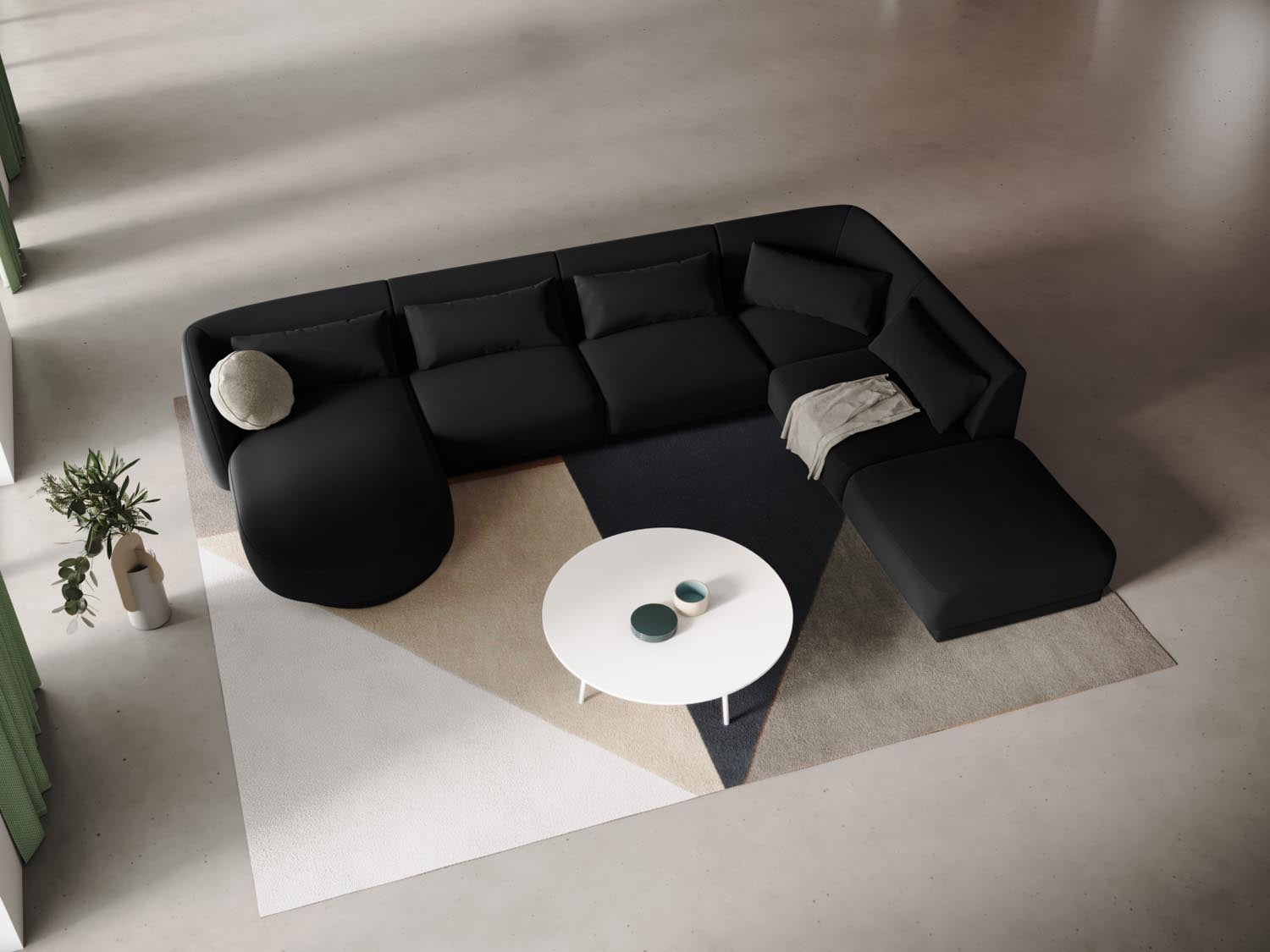 Tulum Velour Panoramic Ecksofa rechts 6 Sitzer 255cm in Black präsentiert im Onlineshop von KAQTU Design AG. Ecksofa rechts ist von Cosmopolitan Design