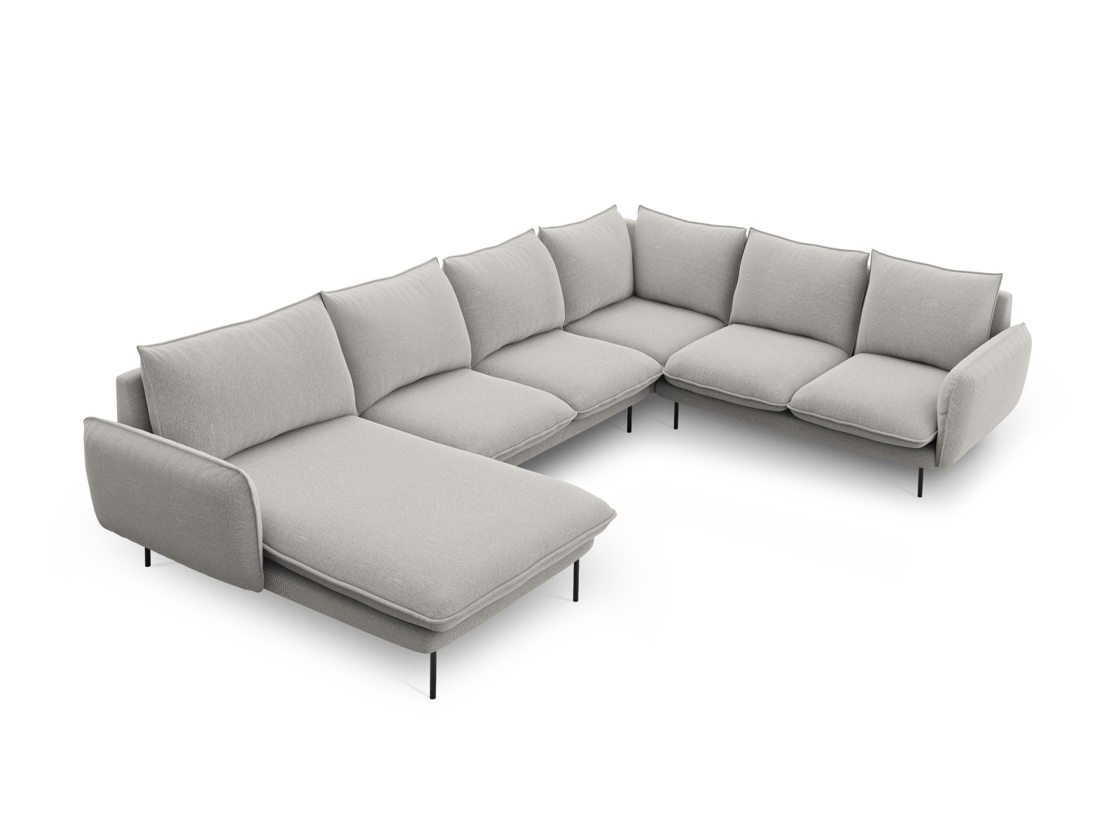 Vienna Panoramic Ecksofa rechts 7 Sitzer 235cm in Light Grey/Schwarz-Asgard/ Positano präsentiert im Onlineshop von KAQTU Design AG. Ecksofa rechts ist von Cosmopolitan Design