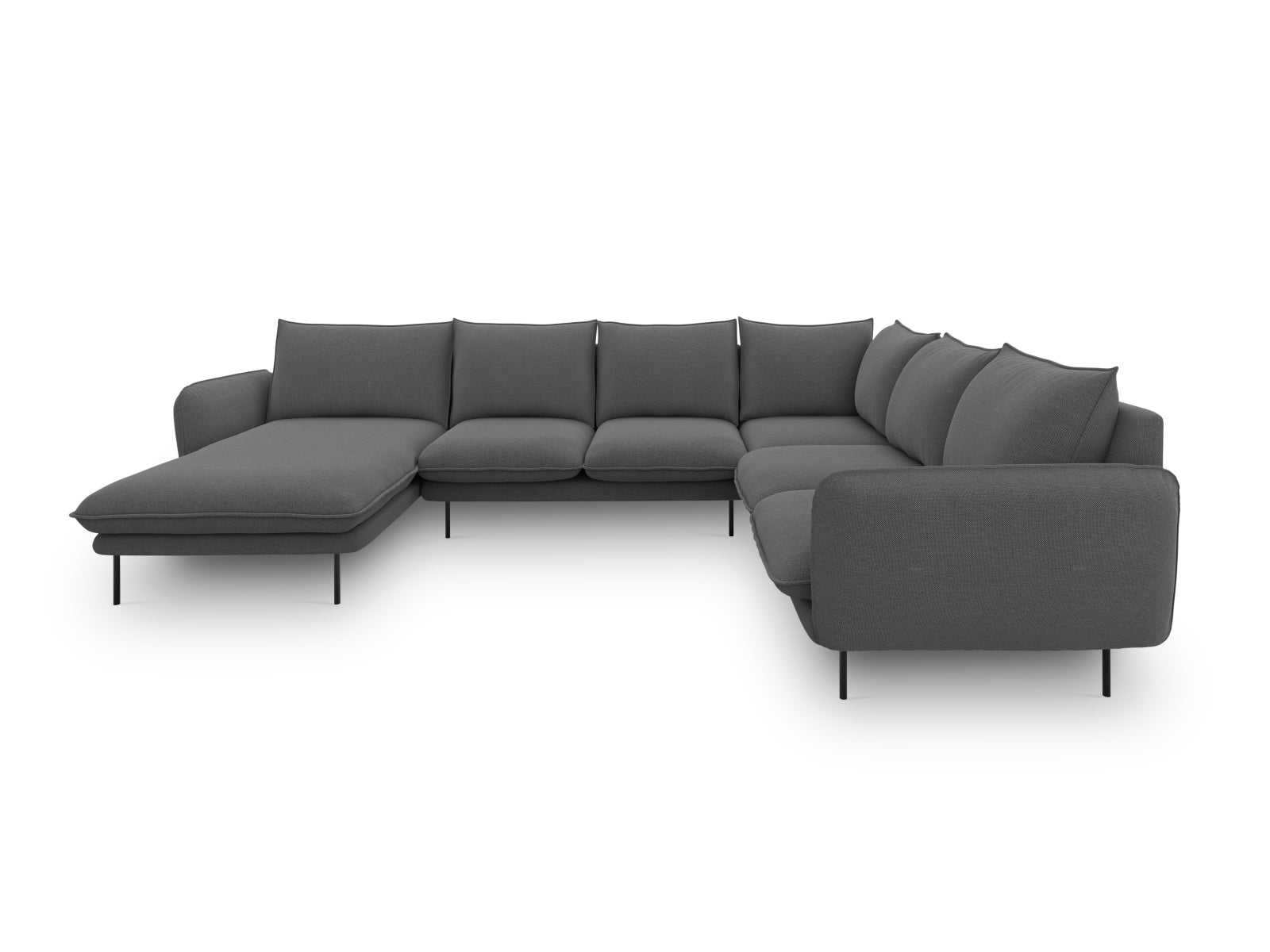 Modernes, geräumiges Ecksofa in Dunkelgrau, 7-Sitzer, 235 cm, perfekt für gemütliche Abende und stilvolle Einrichtung von Cosmopolitan Design.