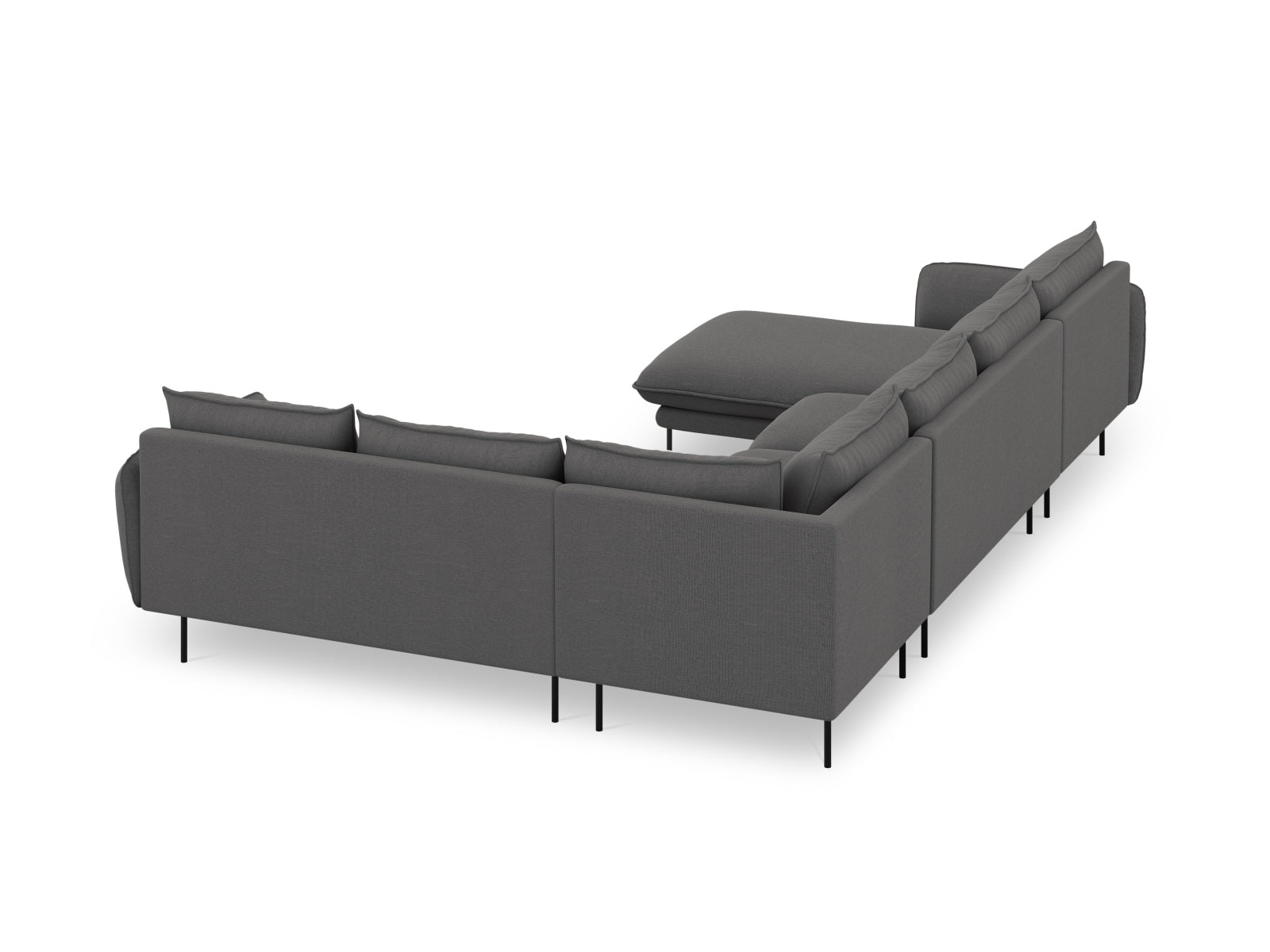 Stilvolles, geräumiges Ecksofa in Dunkelgrau, 7-Sitzer, 235 cm, perfekt für gesellige Abende und zeitgemäße Einrichtung von Cosmopolitan Design.