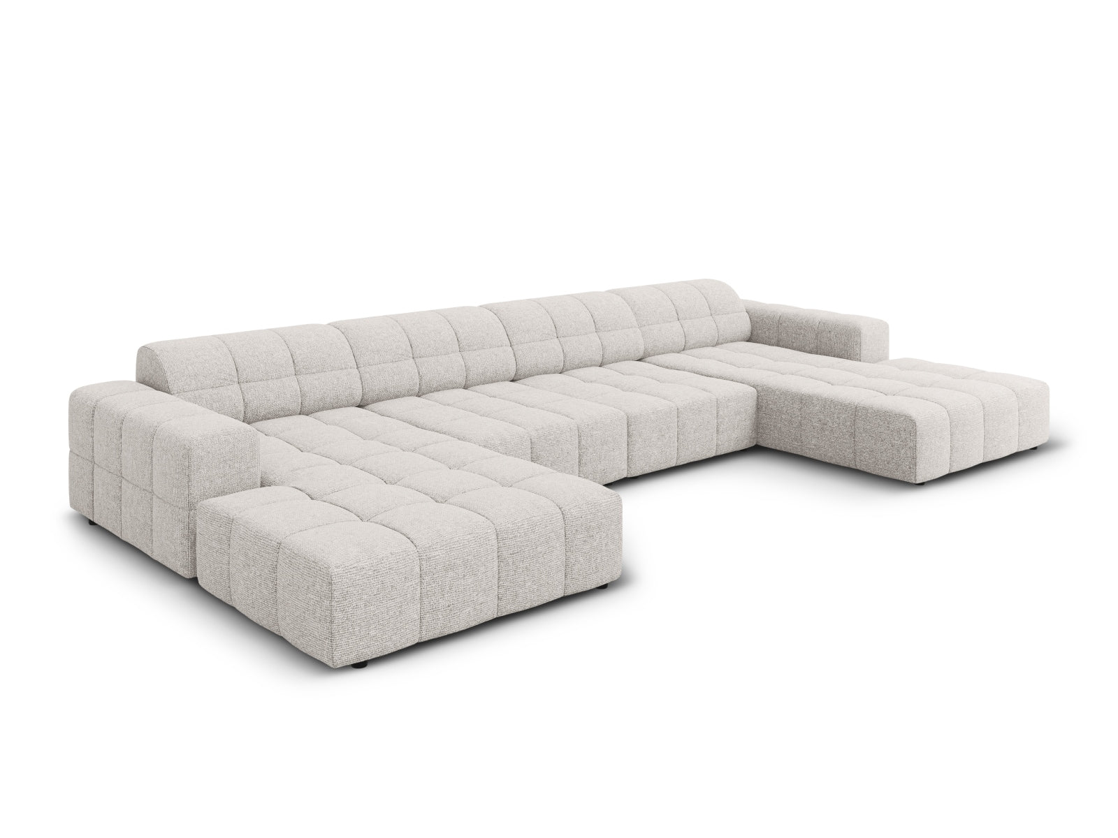 Elegantes Chicago Panoramic Sofa für 6 Personen in hellem Grau, ideal für stilvolle Wohnräume und gemütliche Abende.