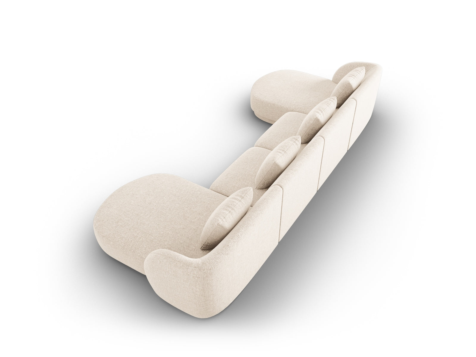 Modernes 5-Sitzer Sofa Tulum in hellem Beige, perfekt für gesellige Abende und stilvolle Einrichtungsideen.