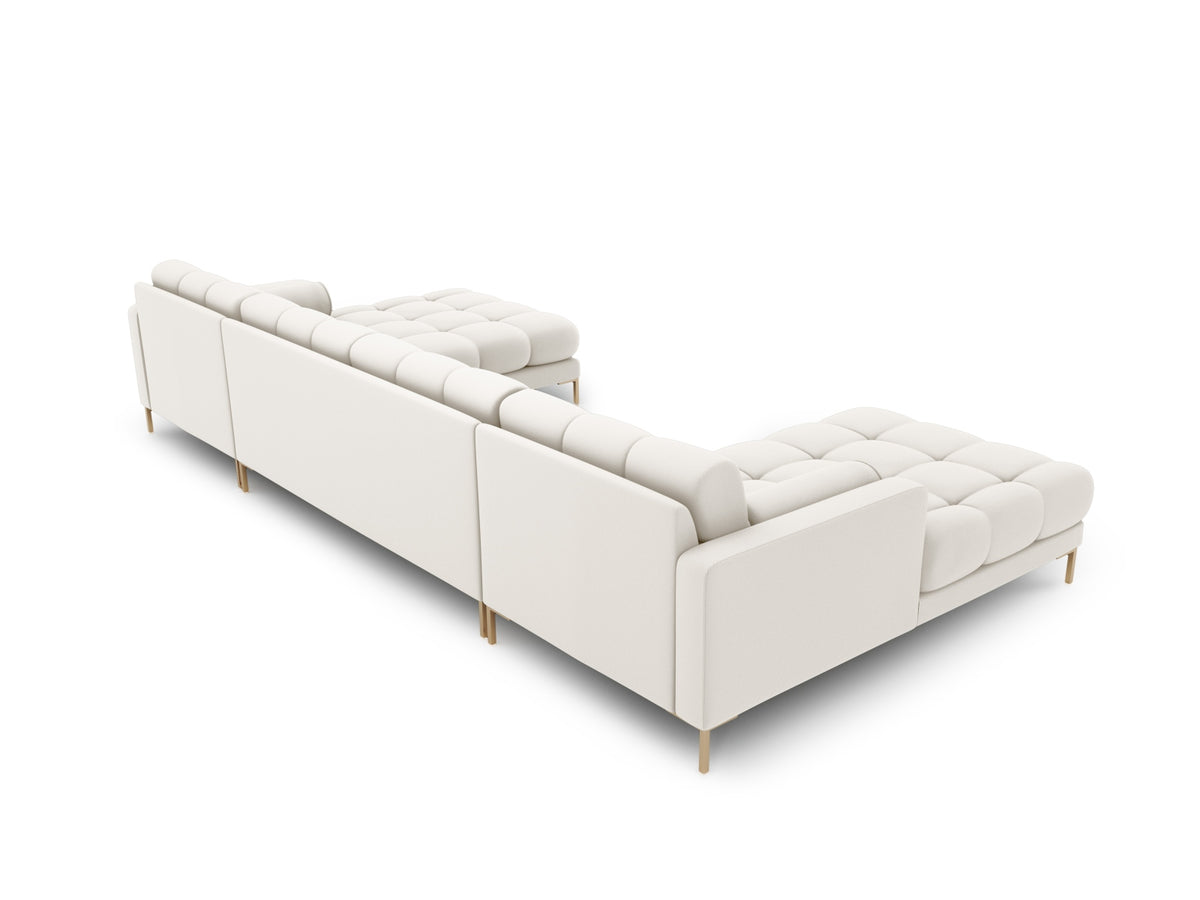 Ecksofa 7-Sitzer Panoramic Sofa Bali mit Stoffbezug, Récamière und Metallbeinen