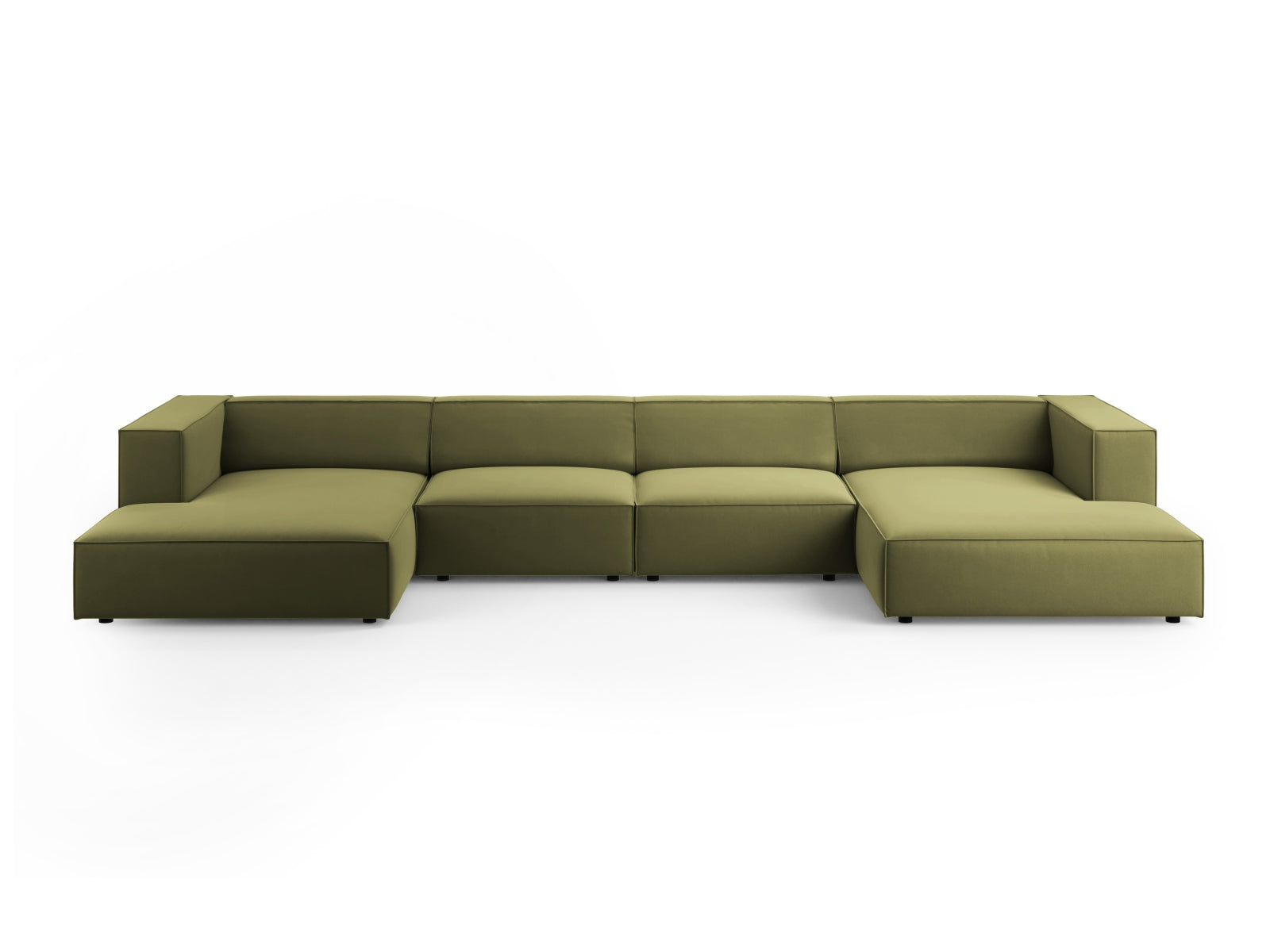 Arendal Velour Panoramic Sofa 6 Sitzer in Light Green präsentiert im Onlineshop von KAQTU Design AG. 3er Sofa ist von Cosmopolitan Design