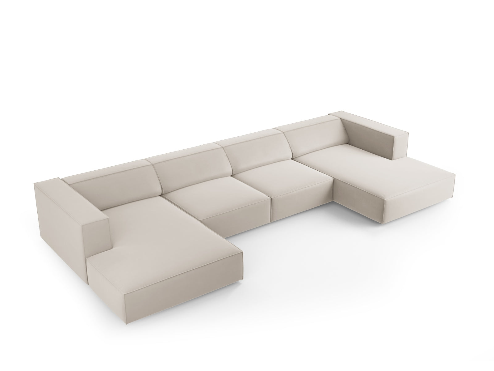 Erleben Sie das Arendal Velour Panoramic Sofa 6 Sitzer von Cosmopolitan Design – stilvolles Design, hervorragender Komfort und perfekt für Ihr modernes Zuhause.