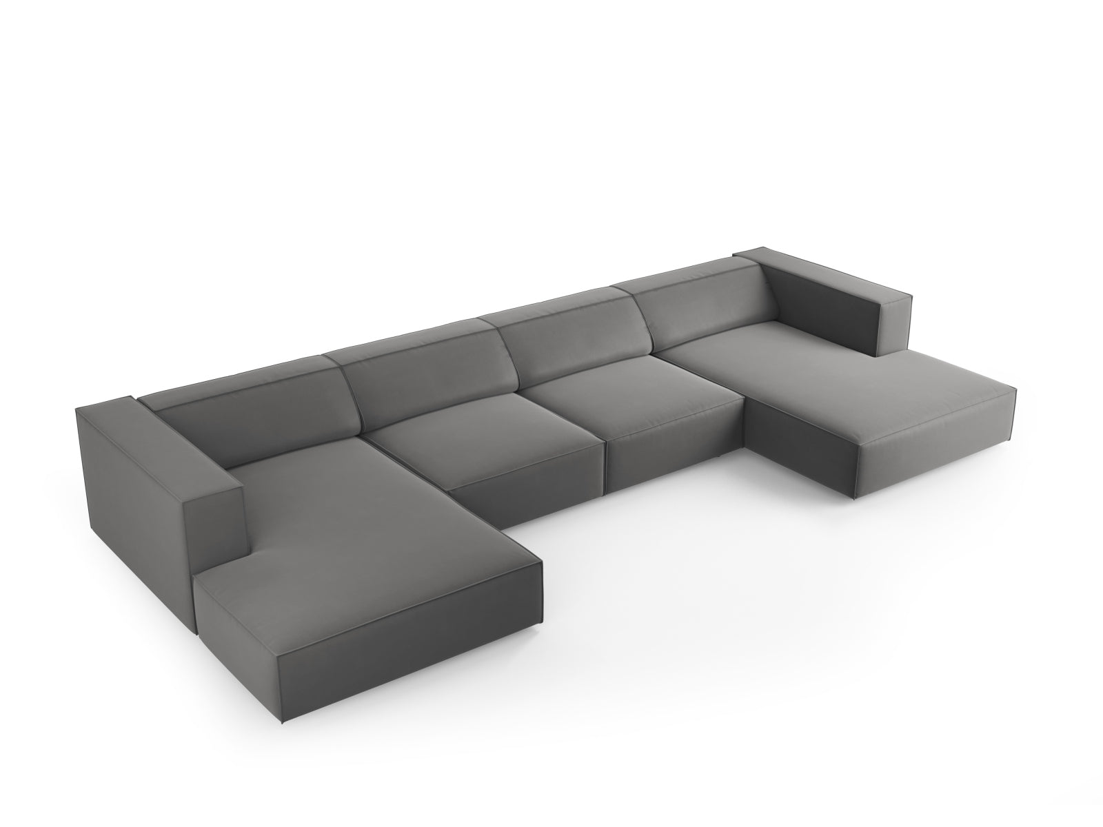 Erleben Sie das Arendal Velour Panoramic Sofa 6 Sitzer von Cosmopolitan Design – stilvolles Design, hervorragender Komfort und perfekt für Ihr modernes Zuhause.