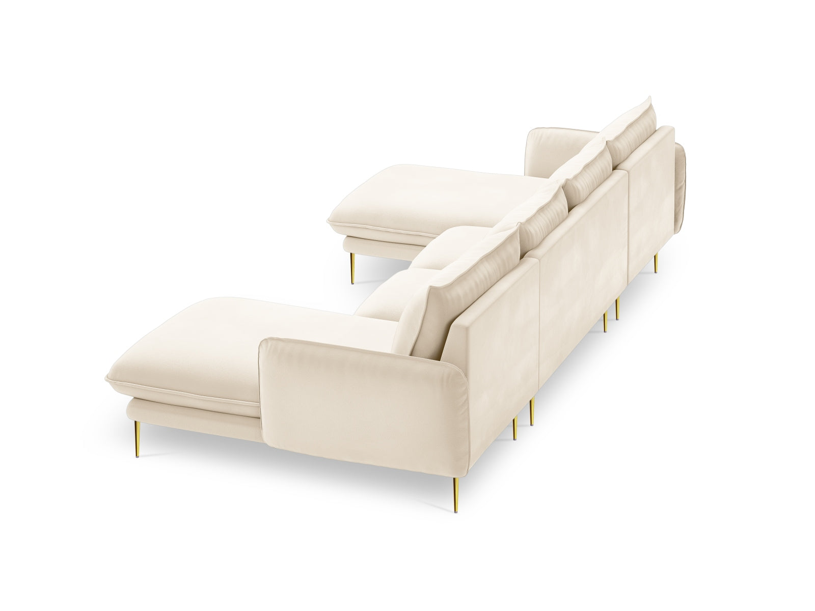 Vienna Velour Panoramic Sofa 6 Sitzer 170cm in Light Beige/Gold-Bluvel präsentiert im Onlineshop von KAQTU Design AG. 3er Sofa ist von Cosmopolitan Design