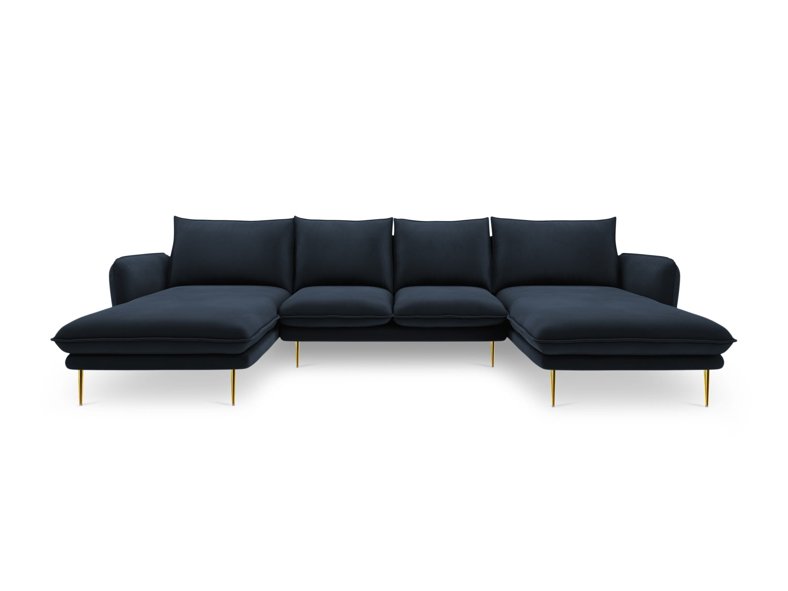 Vienna Velour Panoramic Sofa 6 Sitzer 170cm in Dark Blue/Gold-Bluvel präsentiert im Onlineshop von KAQTU Design AG. 3er Sofa ist von Cosmopolitan Design