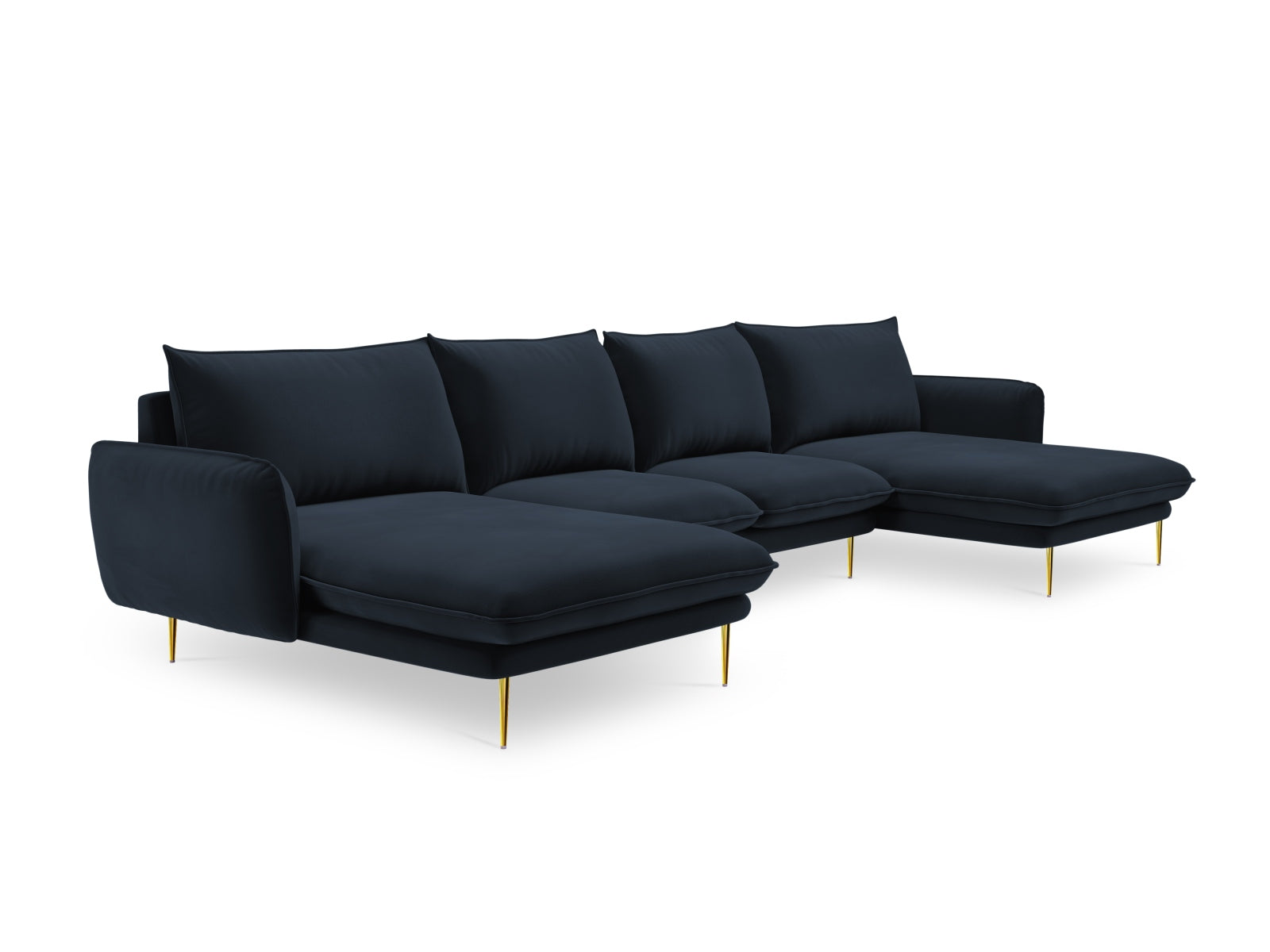 Vienna Velour Panoramic Sofa 6 Sitzer 170cm in Dark Blue/Gold-Bluvel präsentiert im Onlineshop von KAQTU Design AG. 3er Sofa ist von Cosmopolitan Design