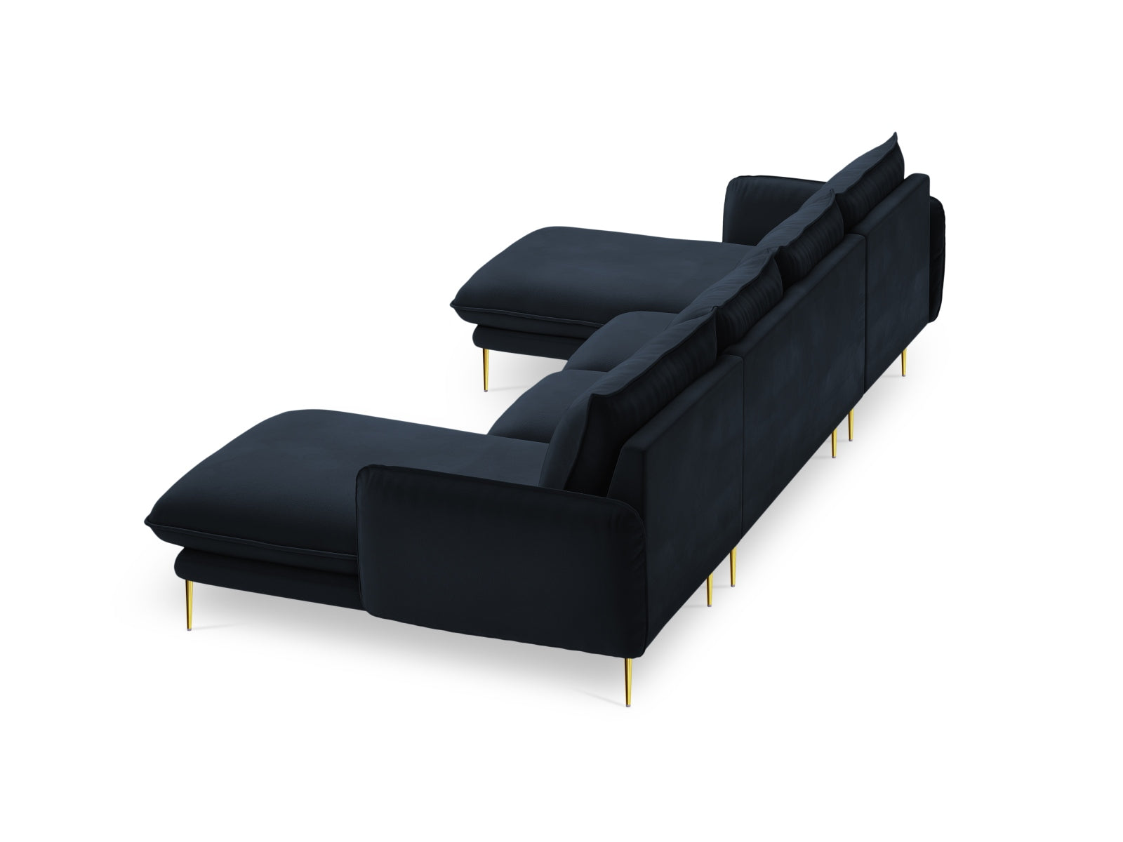 Vienna Velour Panoramic Sofa 6 Sitzer 170cm in Dark Blue/Gold-Bluvel präsentiert im Onlineshop von KAQTU Design AG. 3er Sofa ist von Cosmopolitan Design