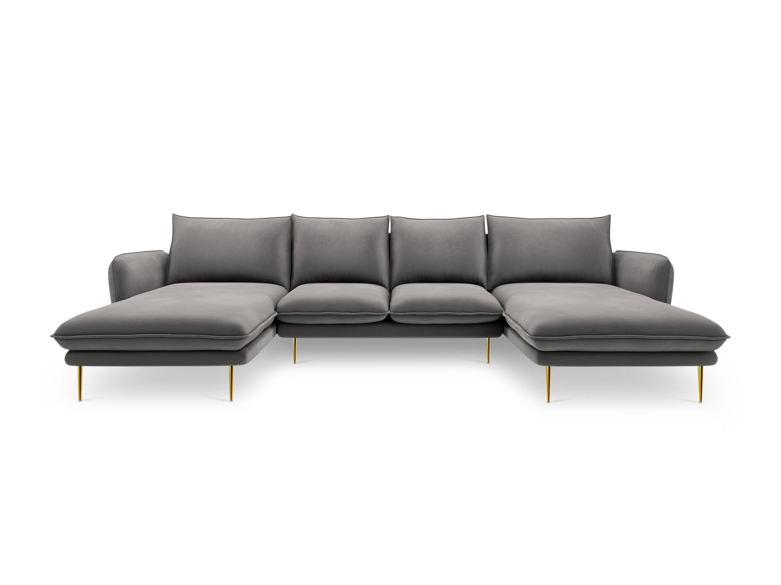 Vienna Velour Panoramic Sofa 6 Sitzer 170cm in Light Grey/Gold-Bluvel präsentiert im Onlineshop von KAQTU Design AG. 3er Sofa ist von Cosmopolitan Design