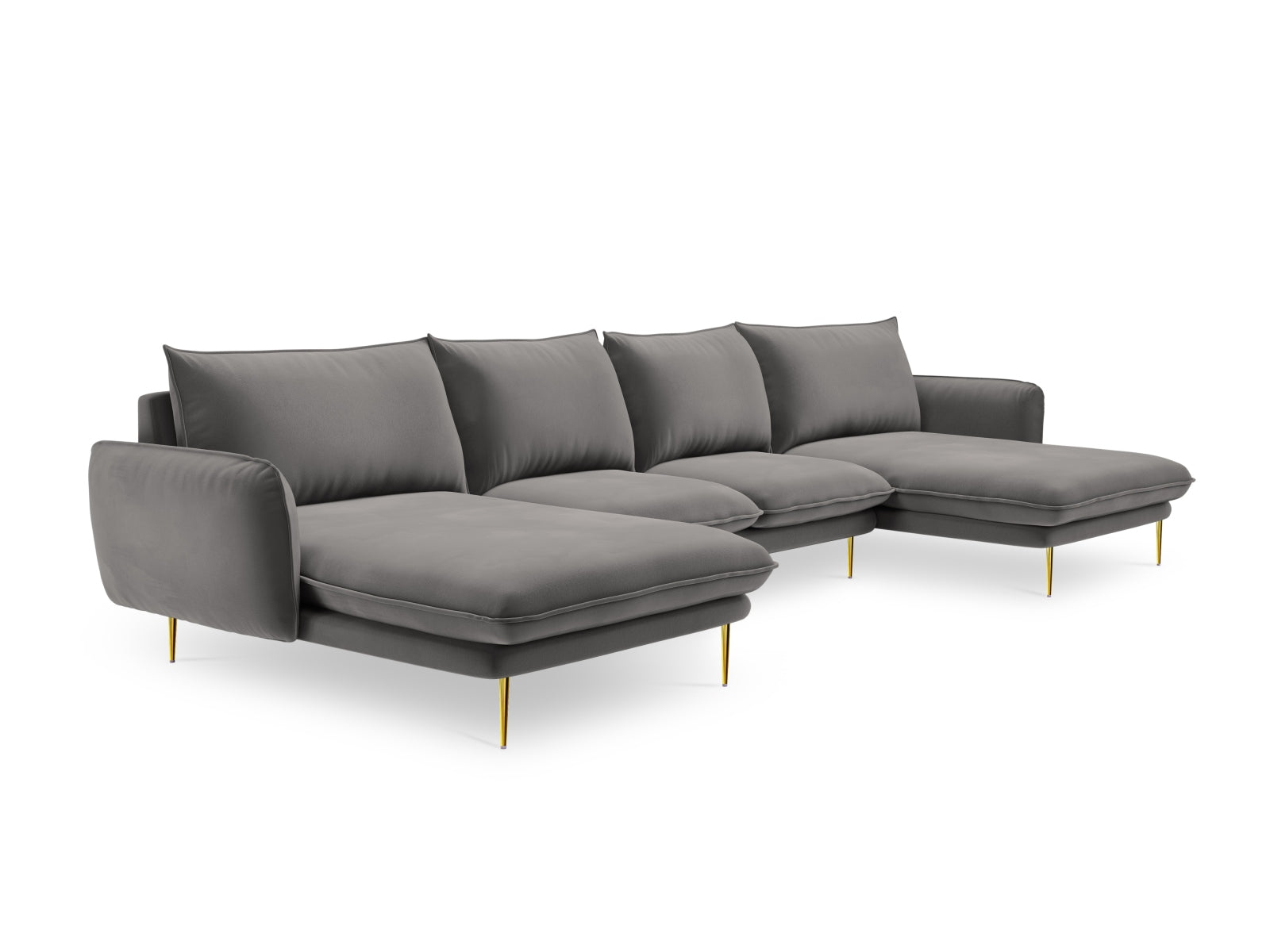 Vienna Velour Panoramic Sofa 6 Sitzer 170cm in Light Grey/Gold-Bluvel präsentiert im Onlineshop von KAQTU Design AG. 3er Sofa ist von Cosmopolitan Design